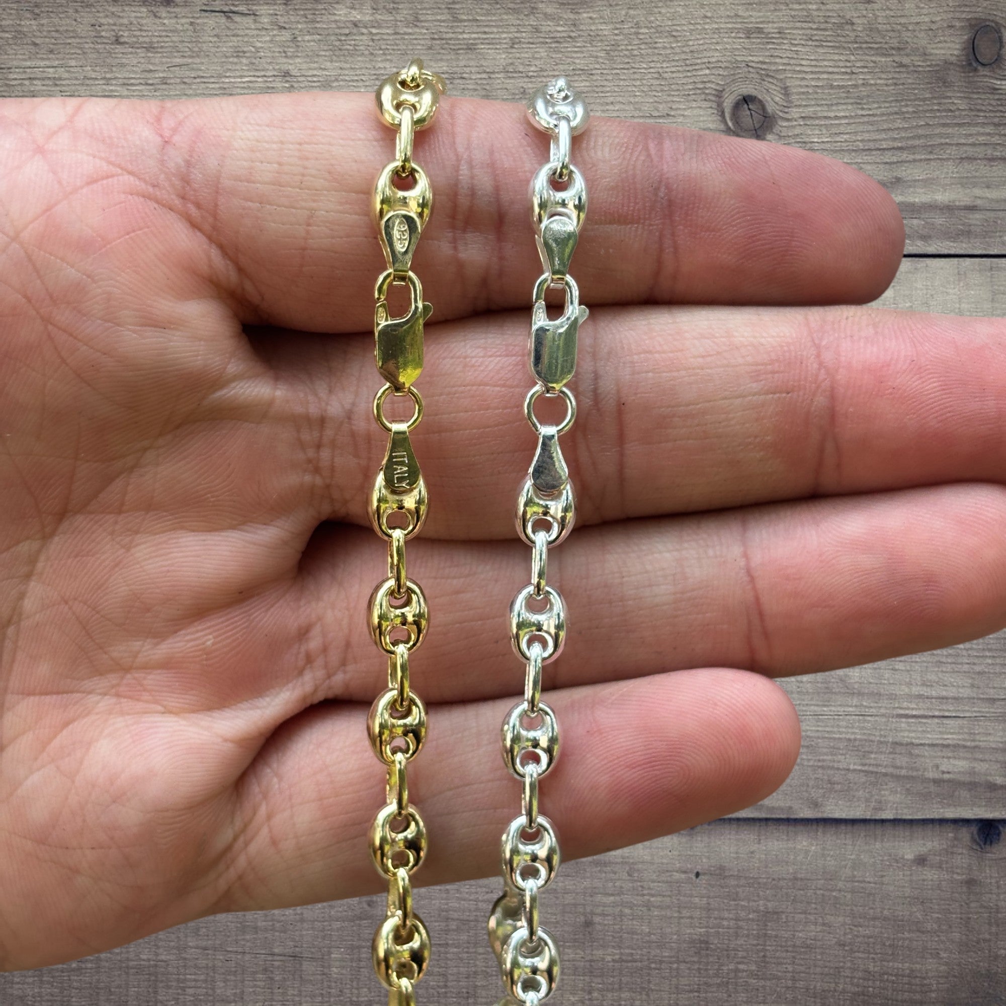 925 Sterling Silver 6mm Puffed Gucci Chain Necklace