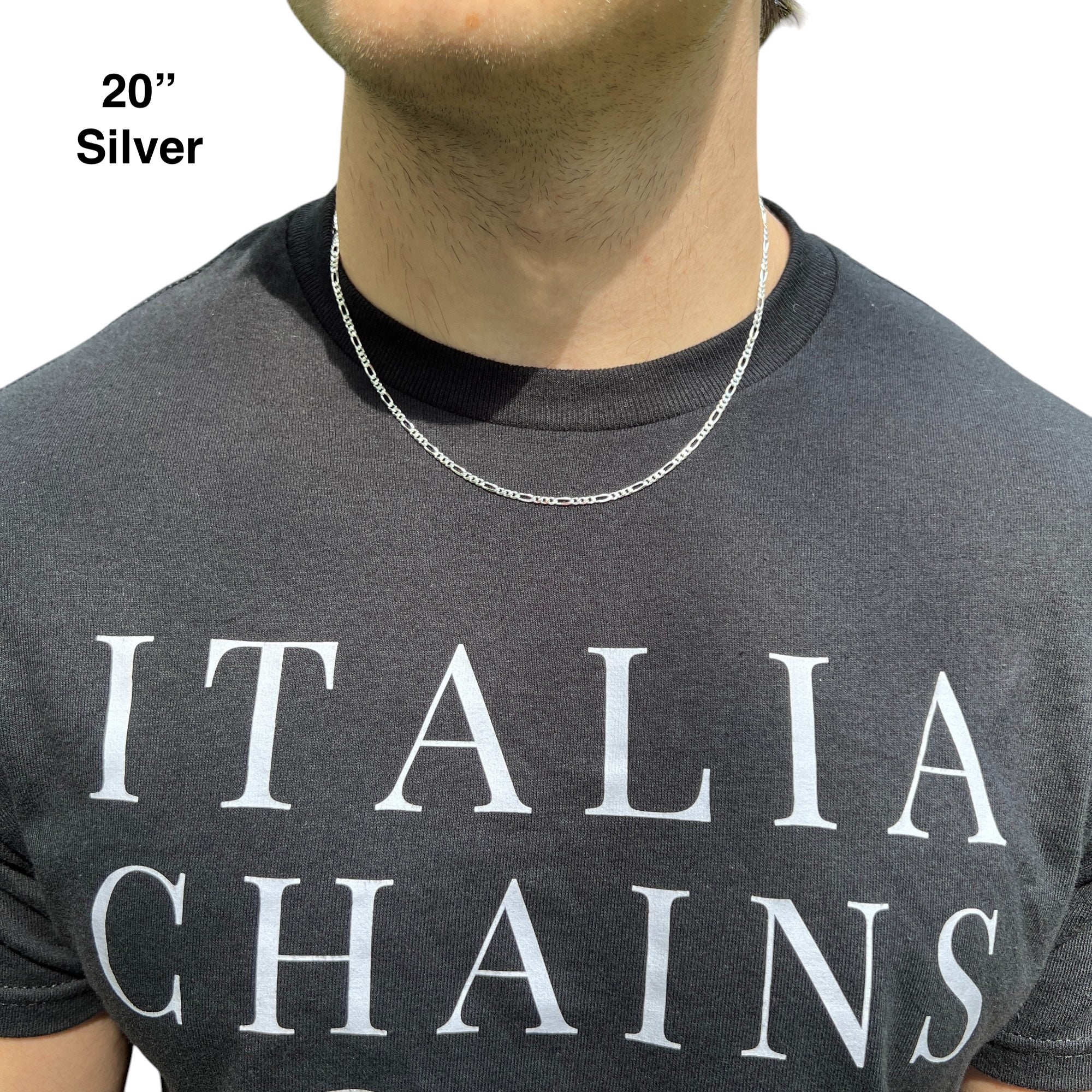 925 Sterling Silver 2.5mm Figaro Chain Necklace