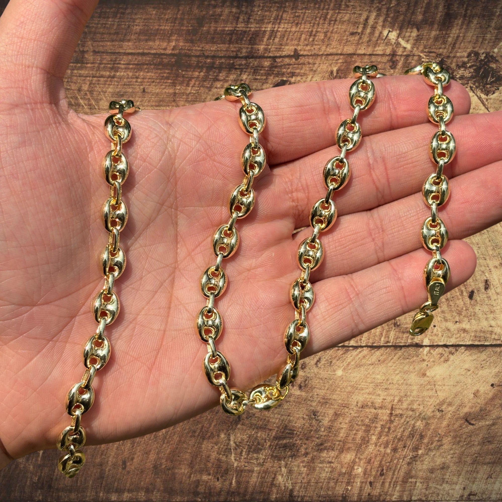 925 Sterling Silver 12mm Puffed Gucci Chain Necklace