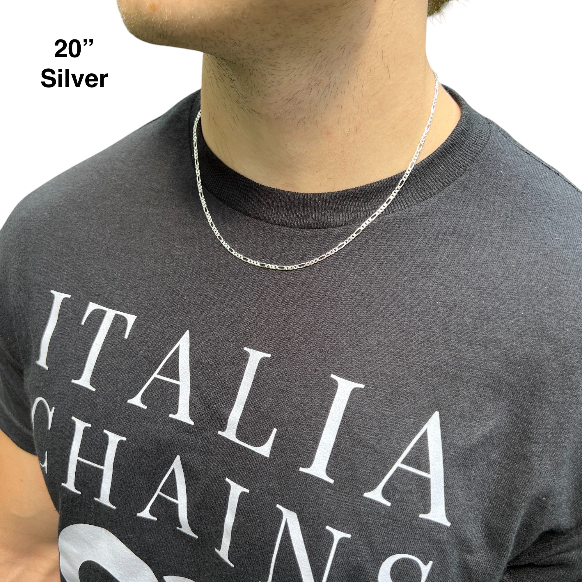 925 Sterling Silver 2.5mm Figaro Chain Necklace