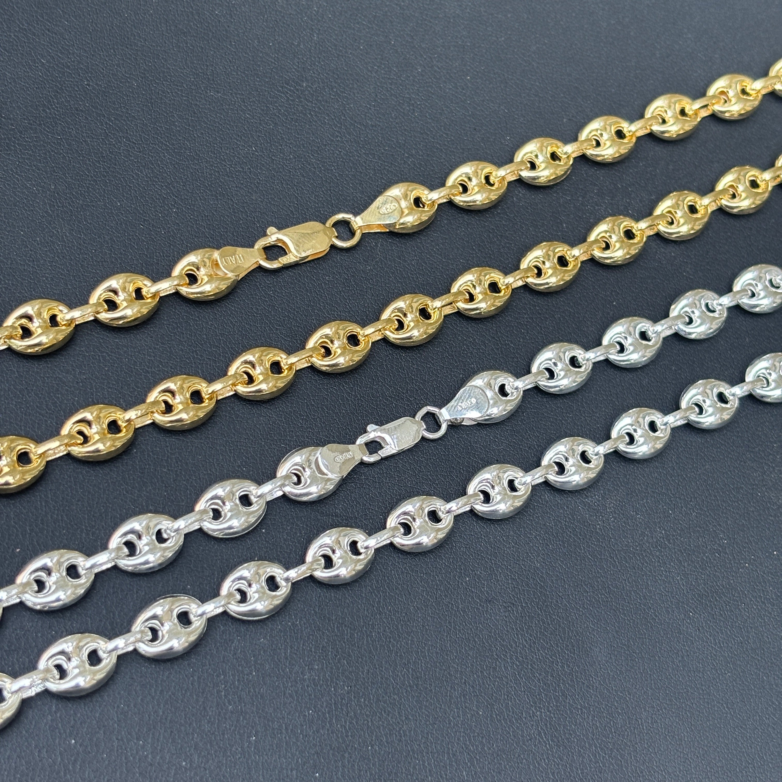 925 Sterling Silver 12mm Puffed Gucci Chain Necklace