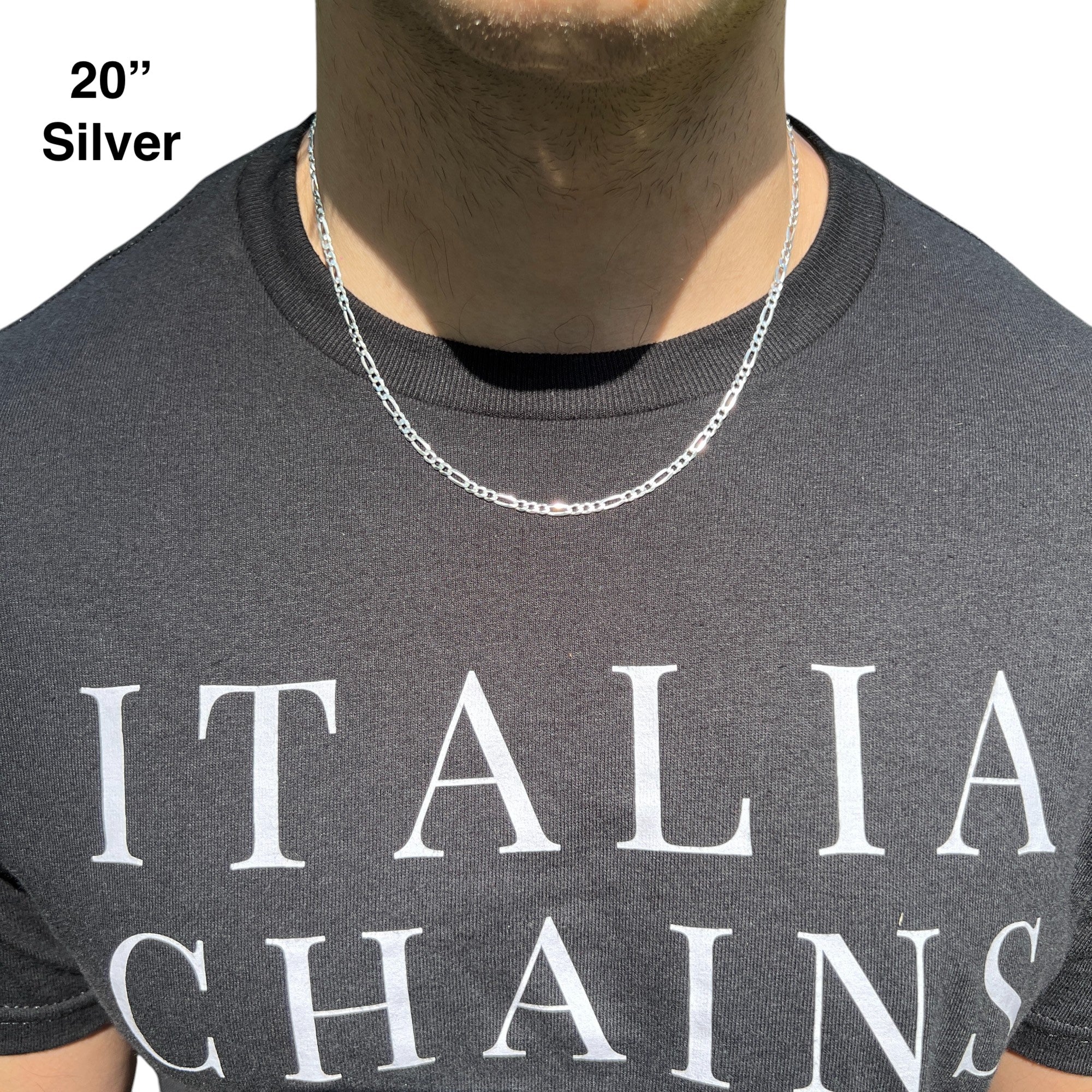 925 Sterling Silver 3.5mm Figaro Chain Necklace