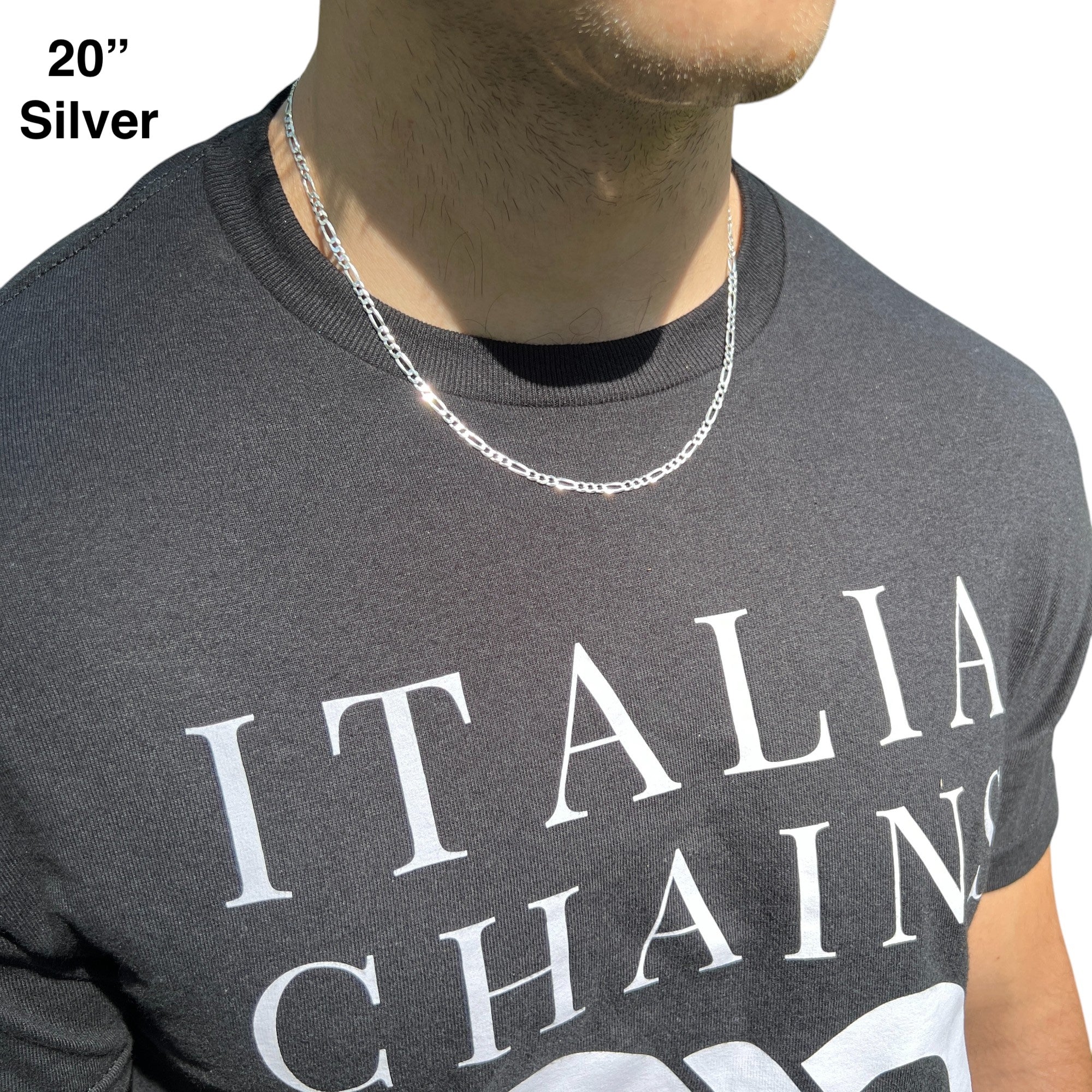 925 Sterling Silver 3.5mm Figaro Chain Necklace