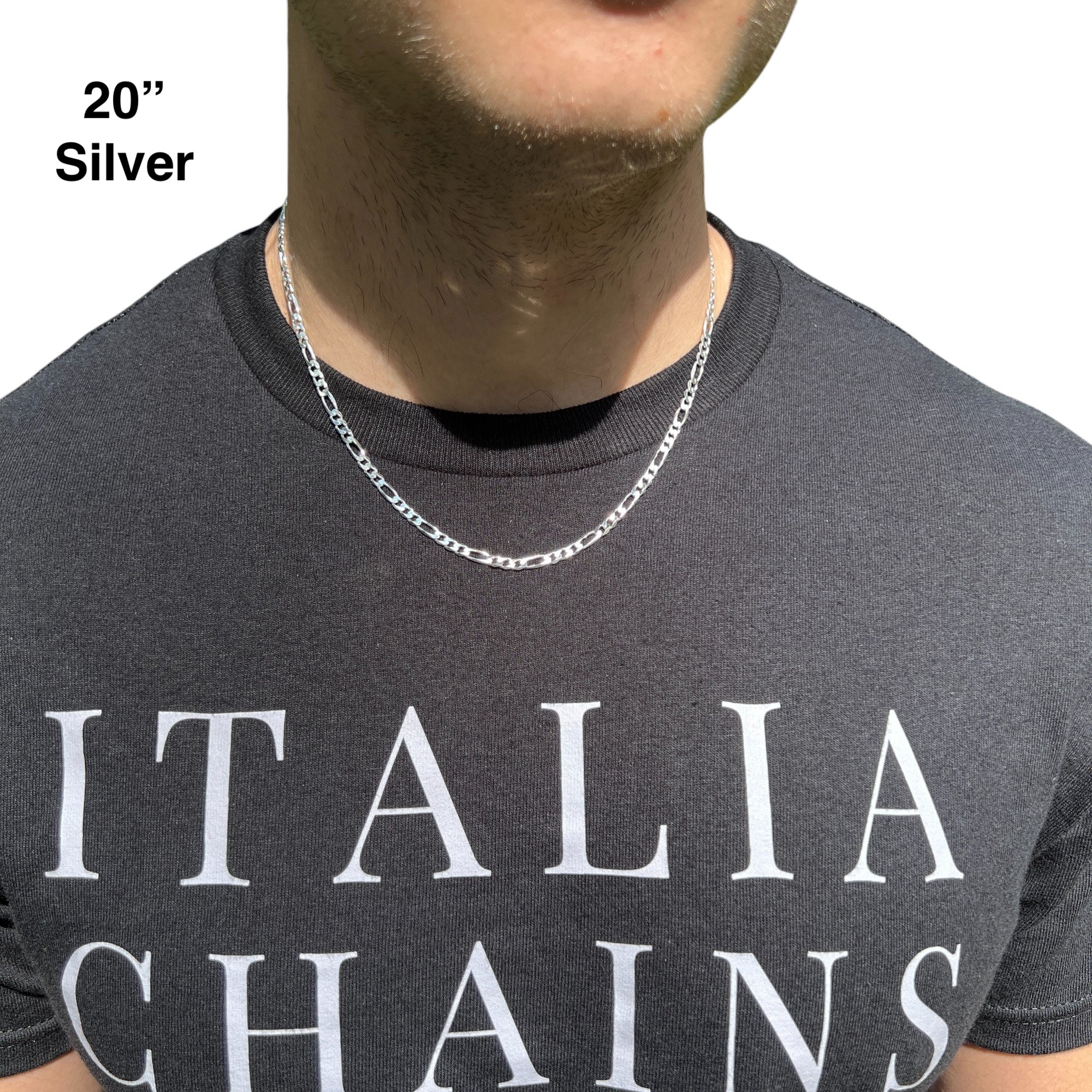 925 Sterling Silver 4mm Figaro Chain Necklace