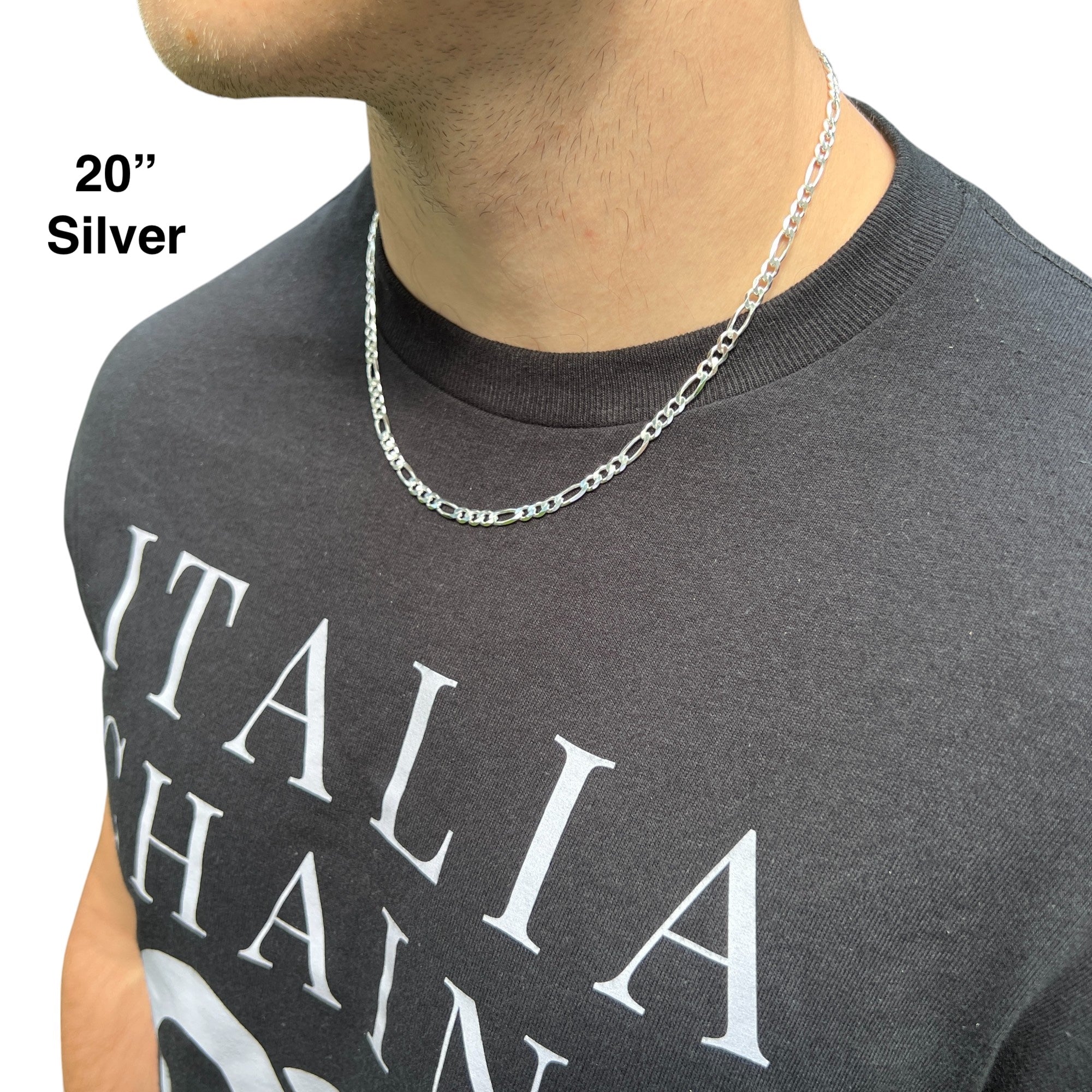 925 Sterling Silver 5mm Figaro Chain Necklace