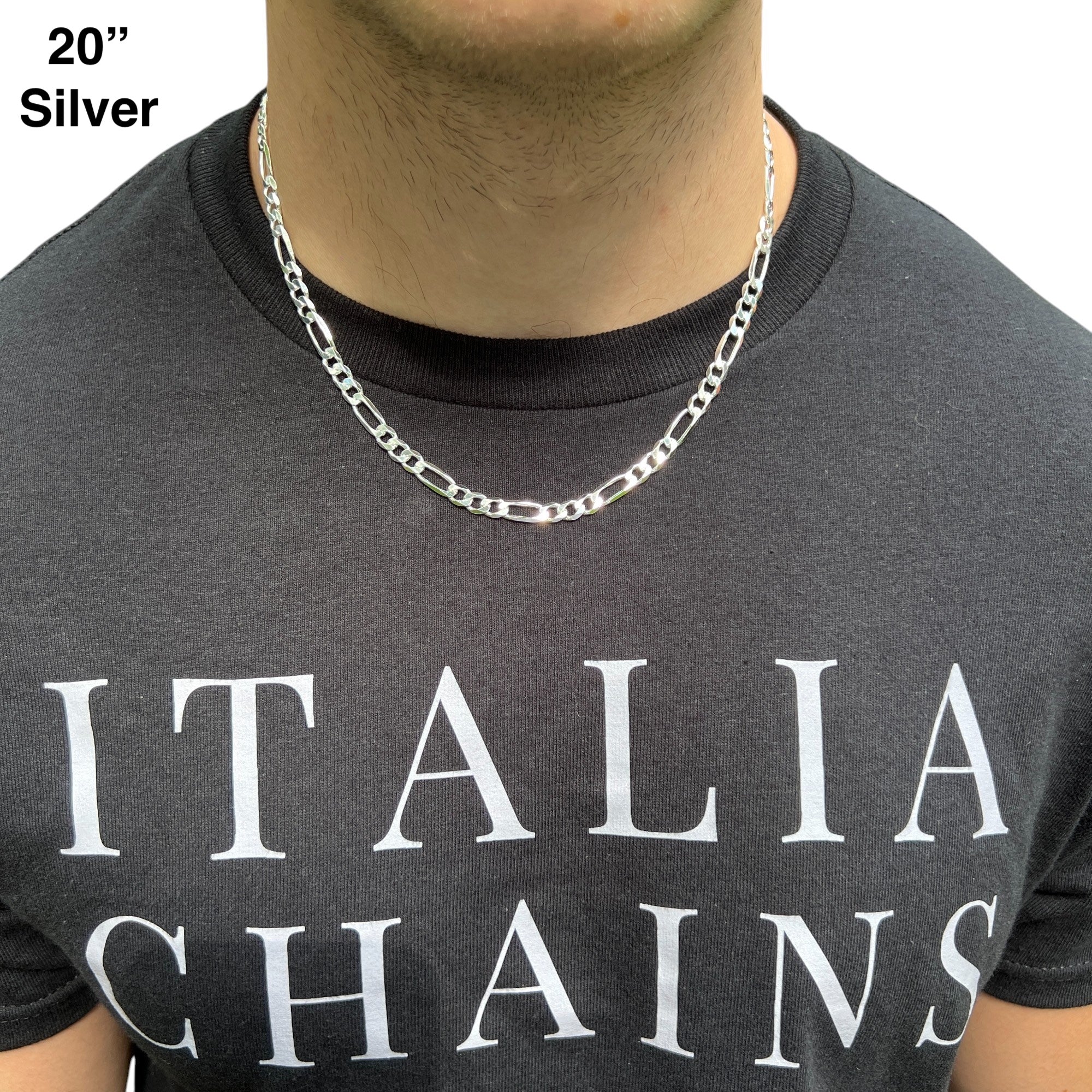 925 Sterling Silver 6mm Figaro Chain Necklace