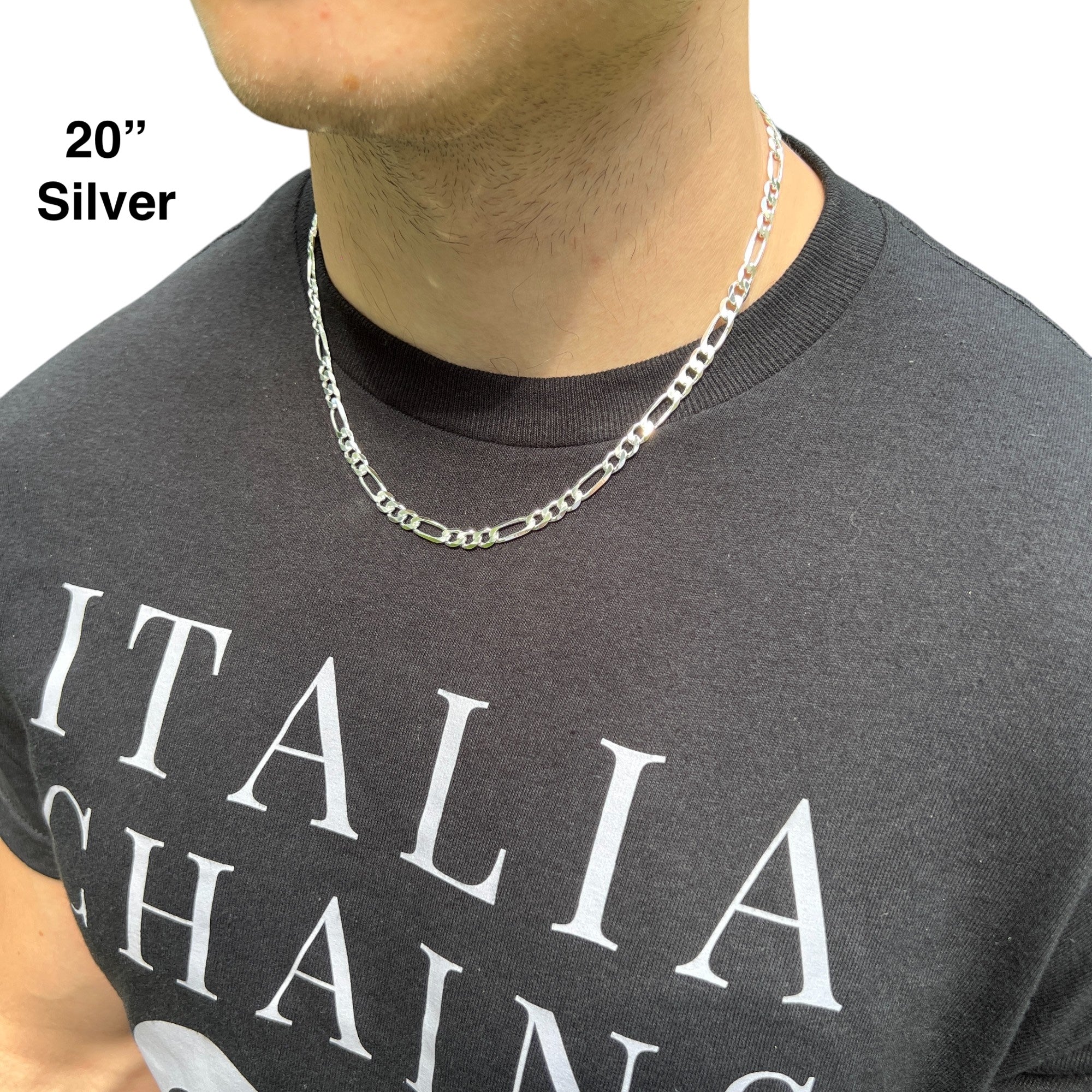 925 Sterling Silver 6mm Figaro Chain Necklace