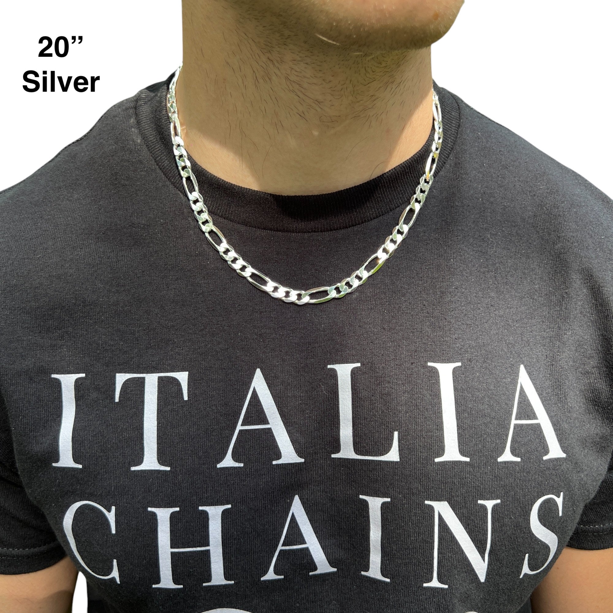 925 Sterling Silver 8mm Figaro Chain Necklace