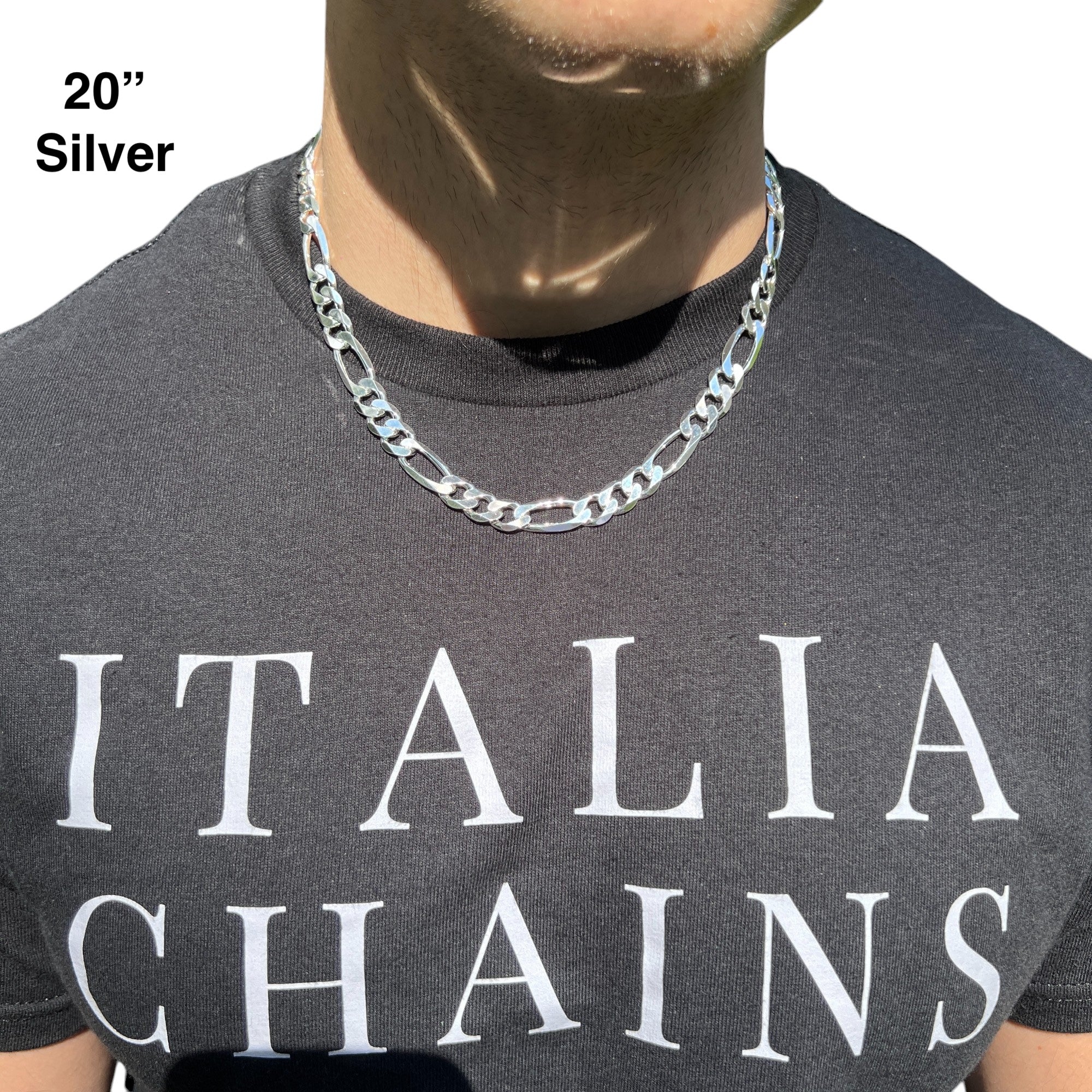 925 Sterling Silver 10mm Figaro Chain Necklace