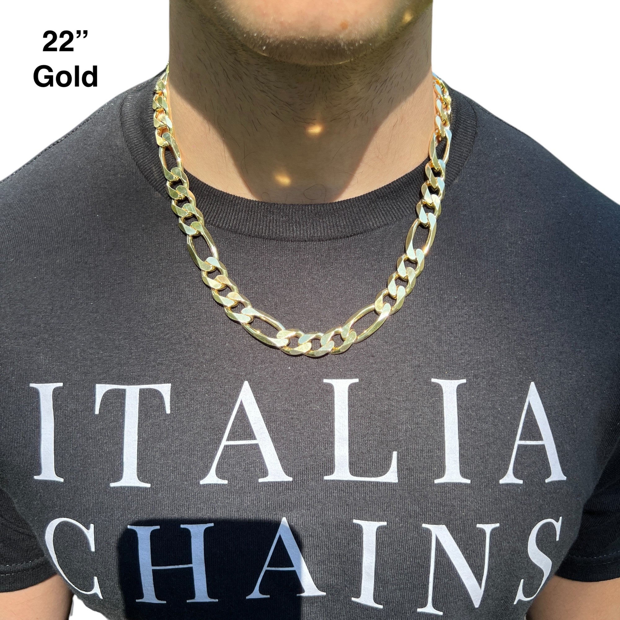 925 Sterling Silver 13mm Figaro Chain Necklace