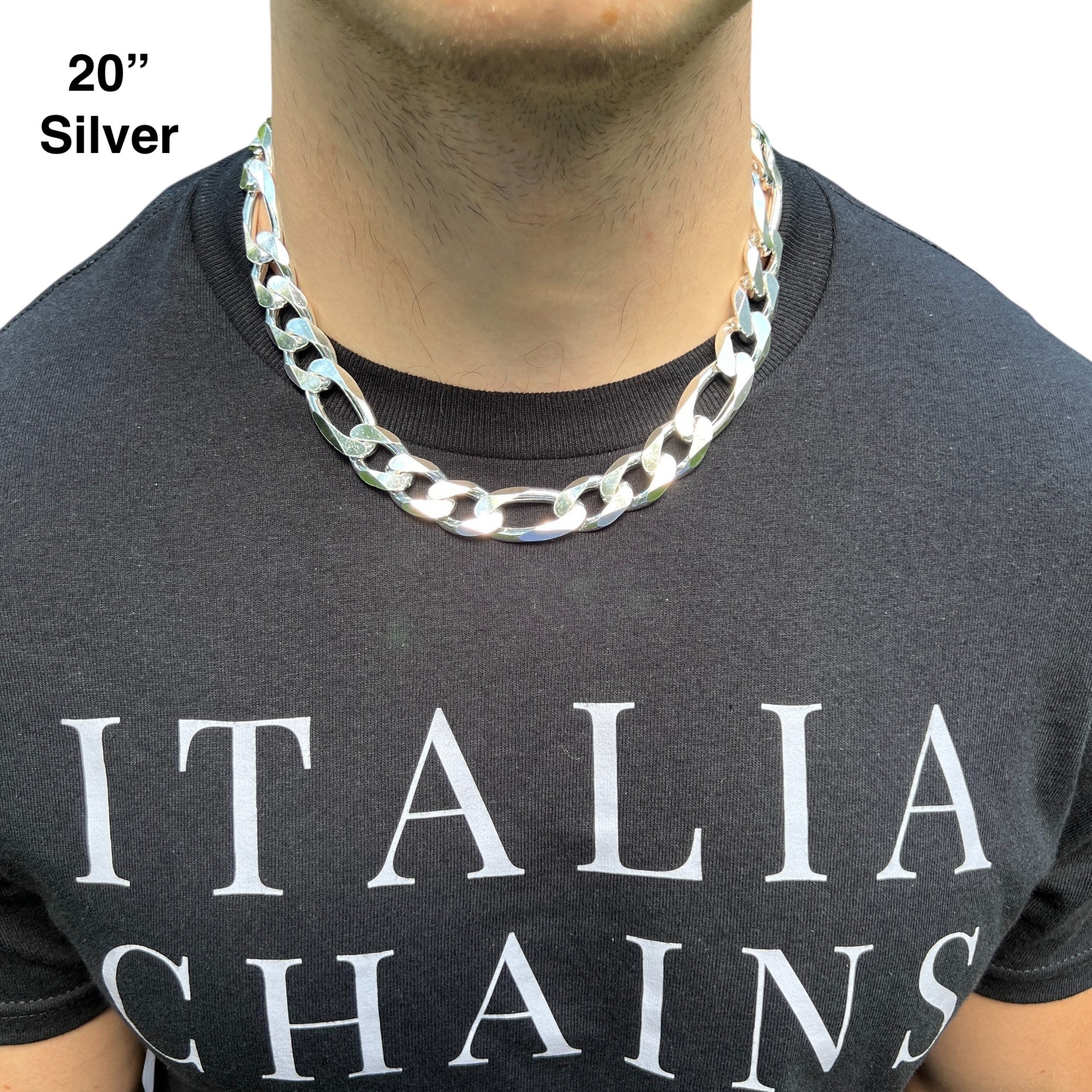 925 Sterling Silver 16mm Figaro Chain Necklace