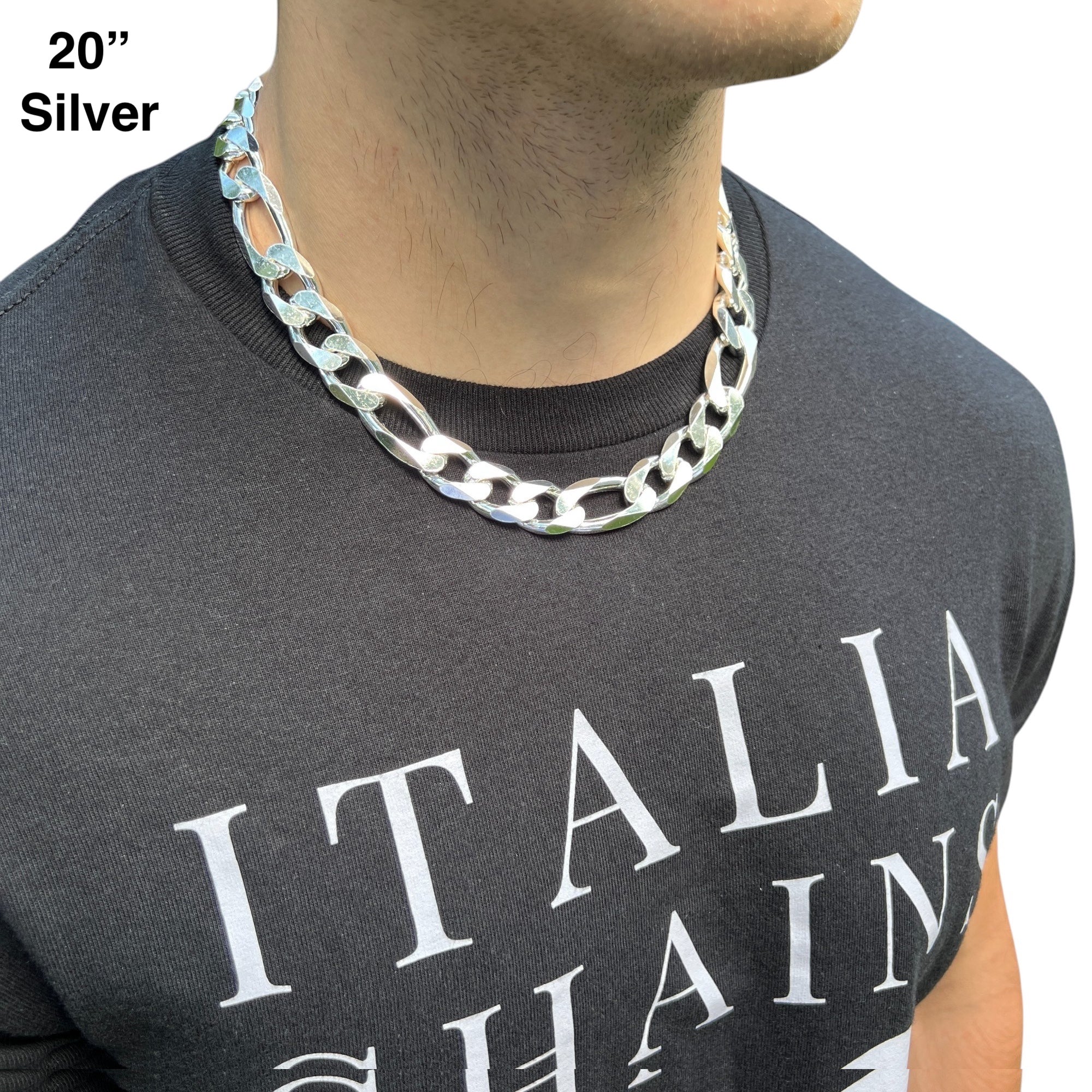 925 Sterling Silver 16mm Figaro Chain Necklace