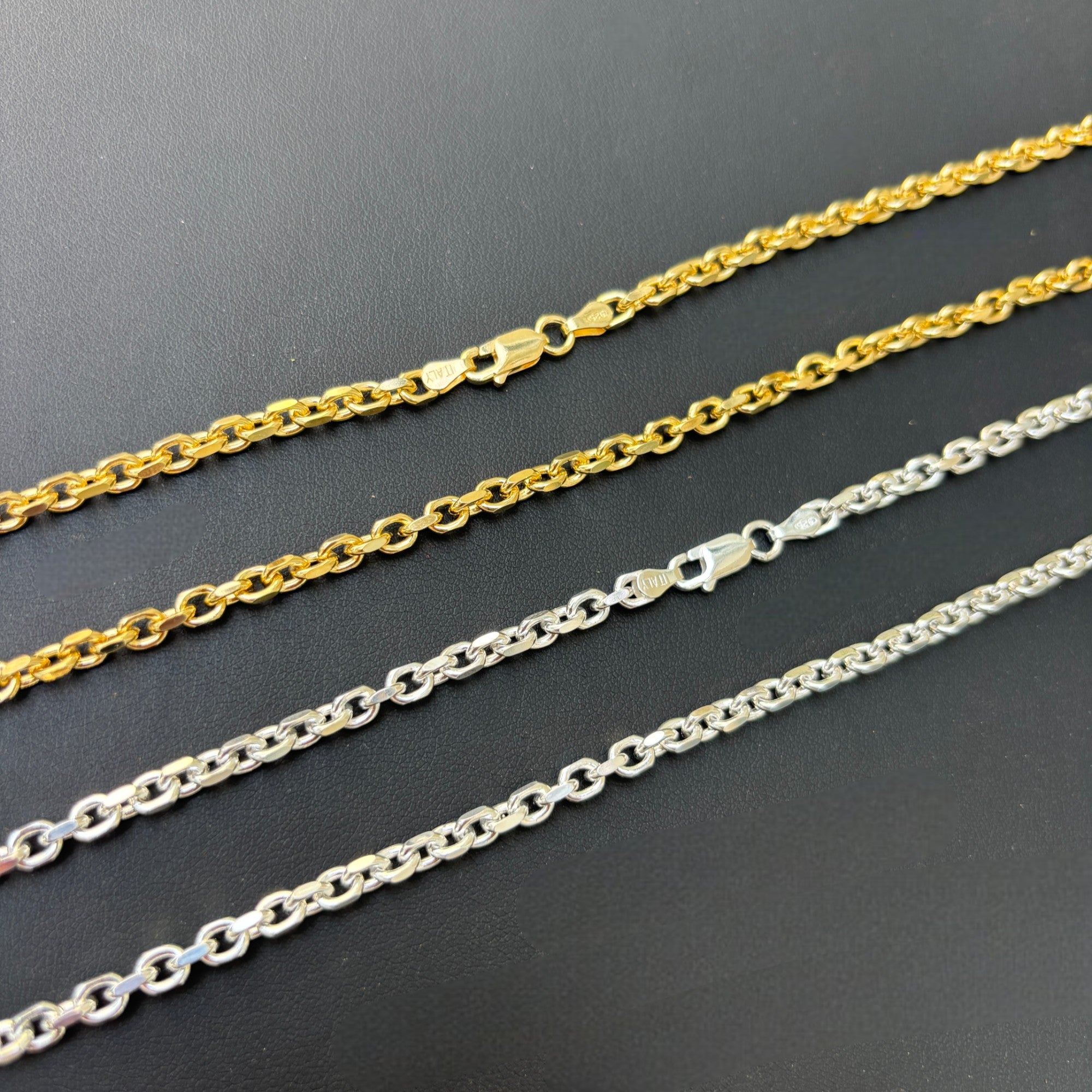 925 Sterling Silver 4mm Anchor Cable Chain Necklace