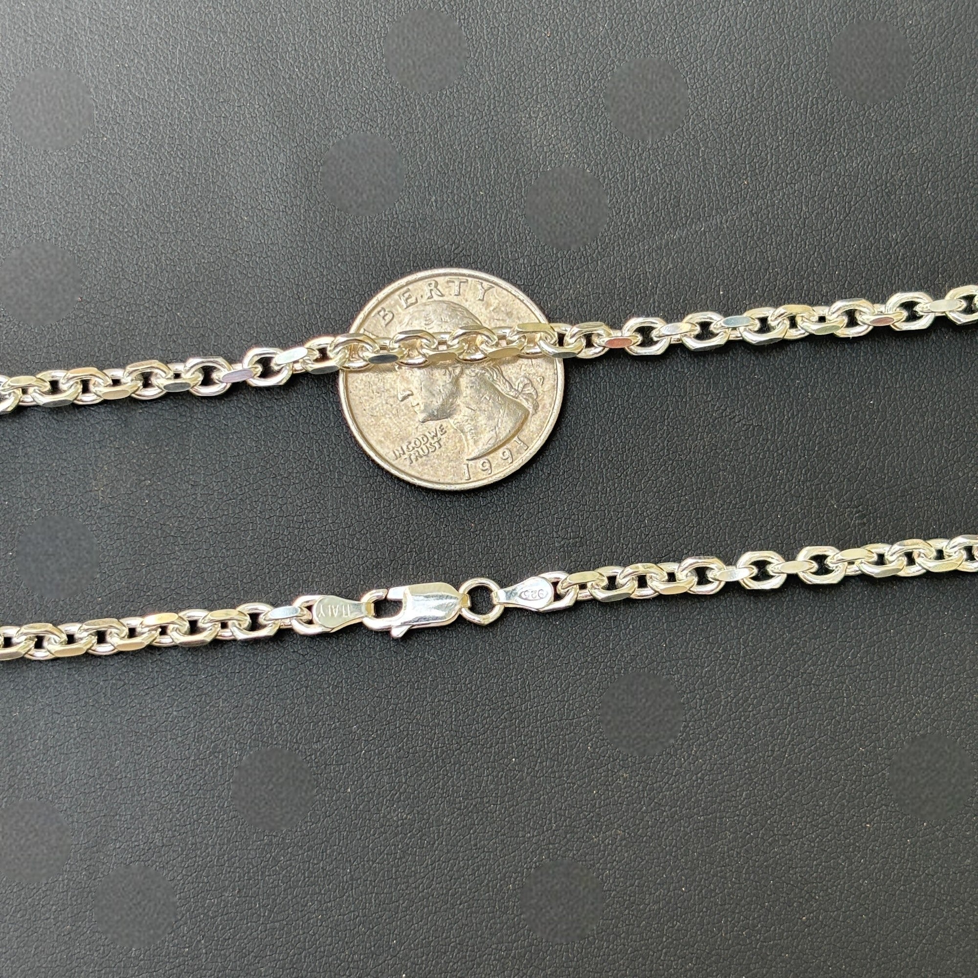 925 Sterling Silver 4mm Anchor Cable Chain Necklace