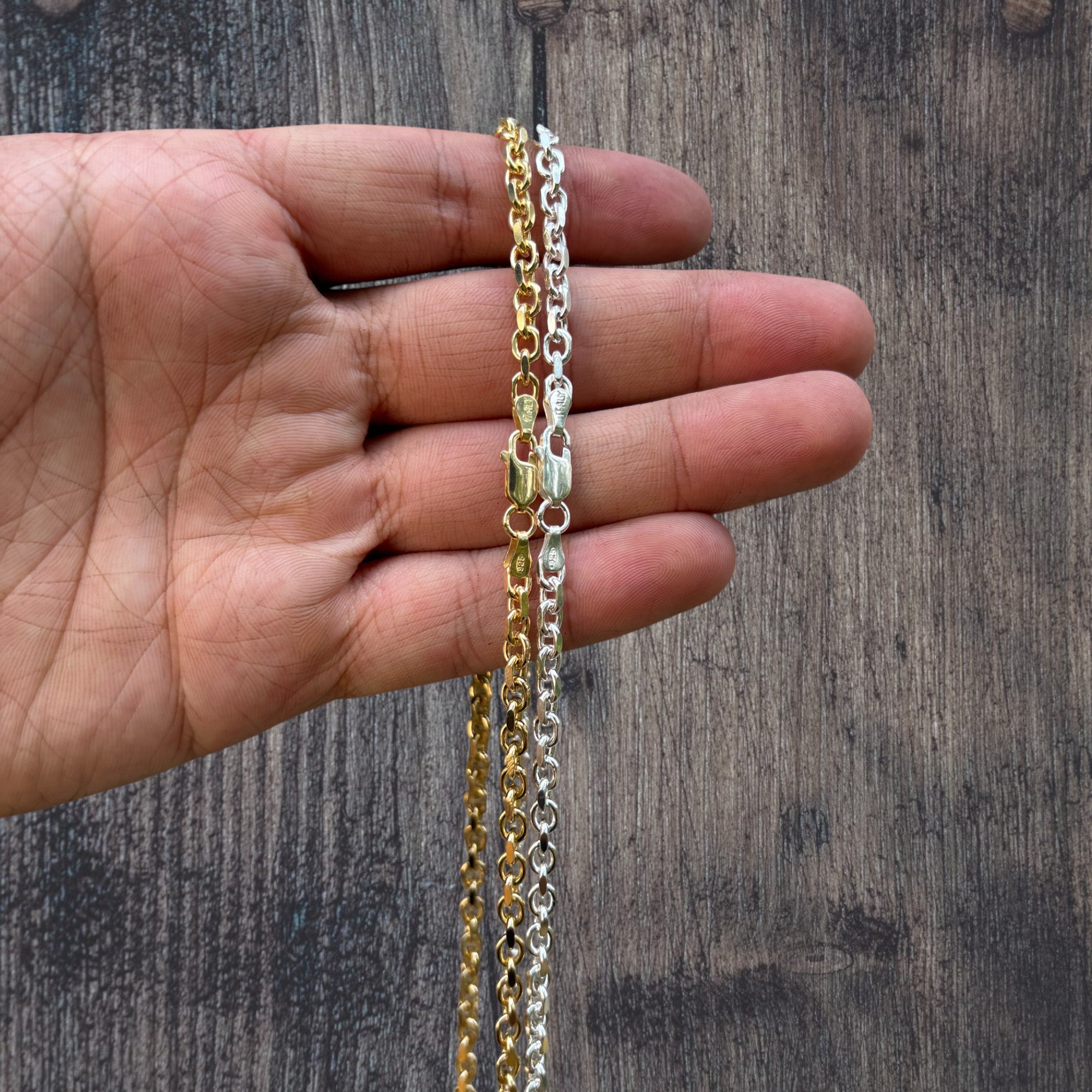 925 Sterling Silver 4mm Anchor Cable Chain Necklace