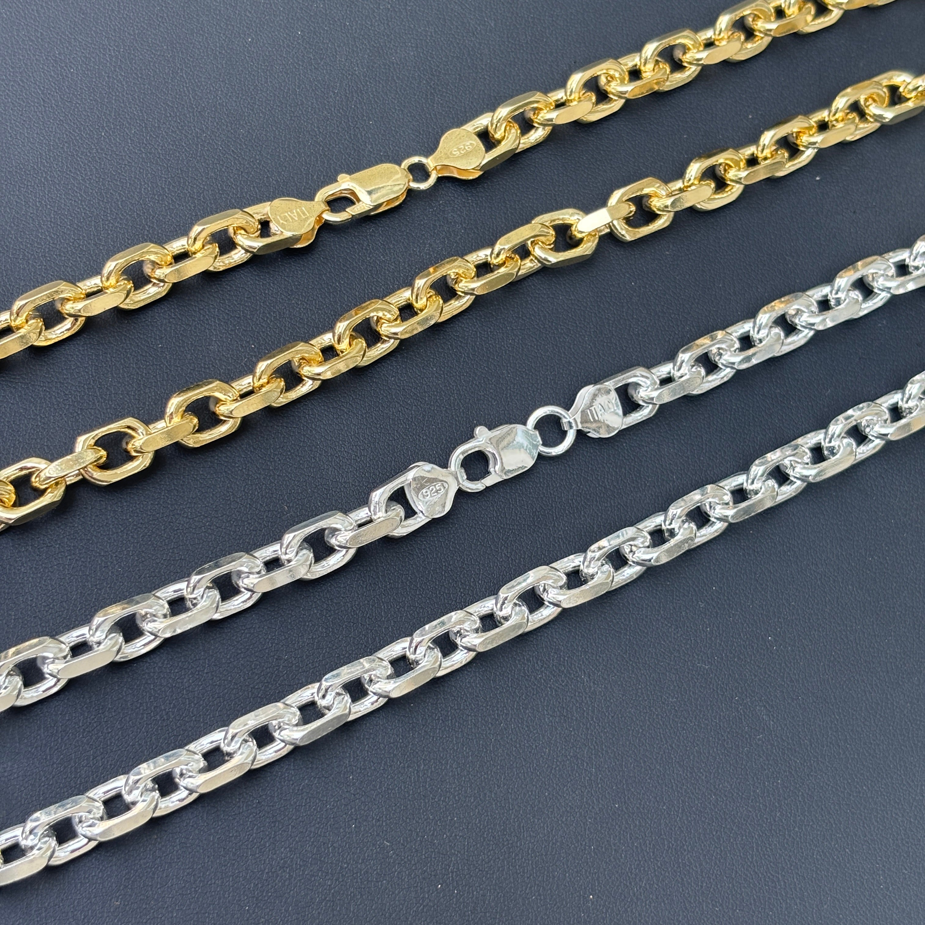 925 Sterling Silver 8mm Anchor Cable Chain Necklace