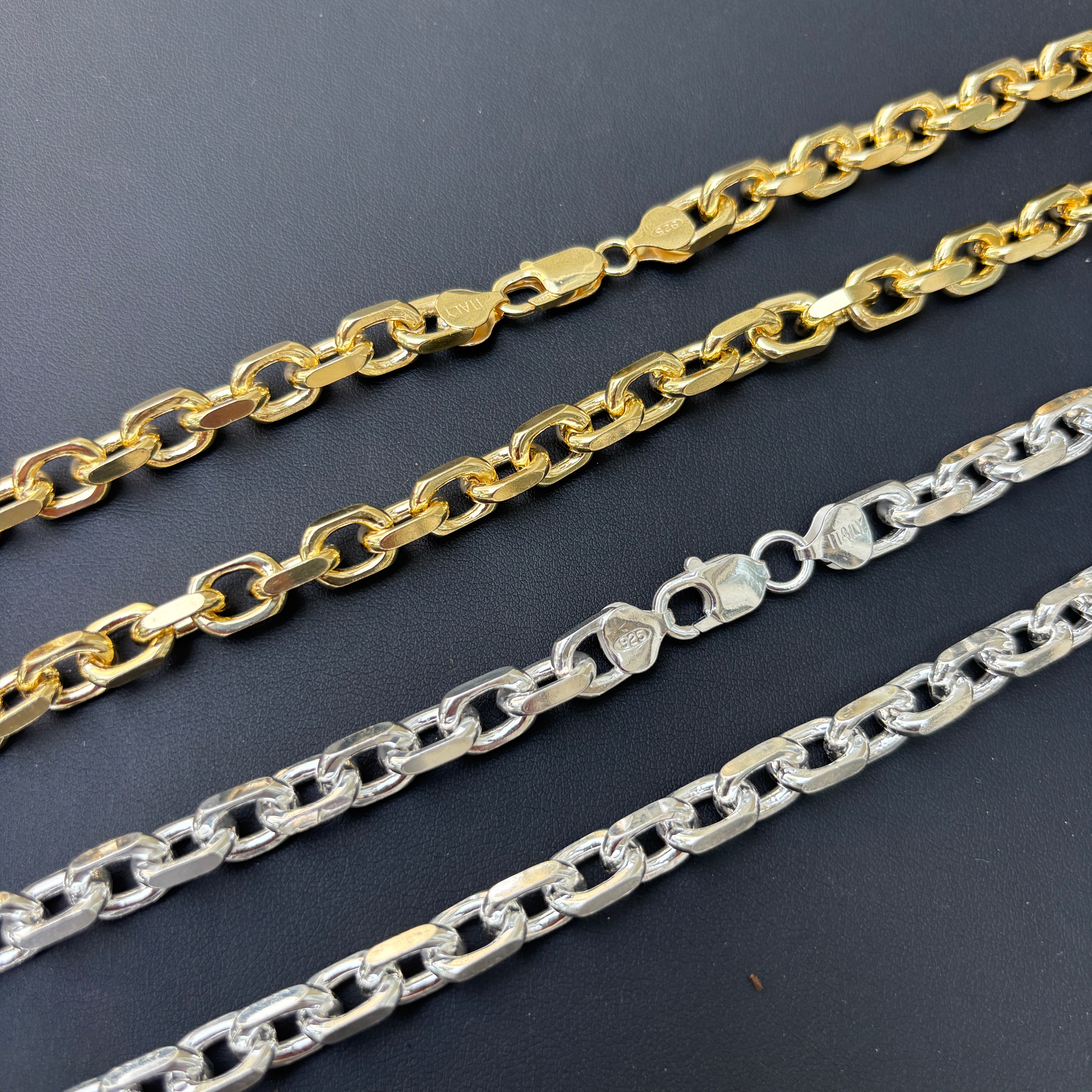 925 Sterling Silver 8mm Anchor Cable Chain Necklace