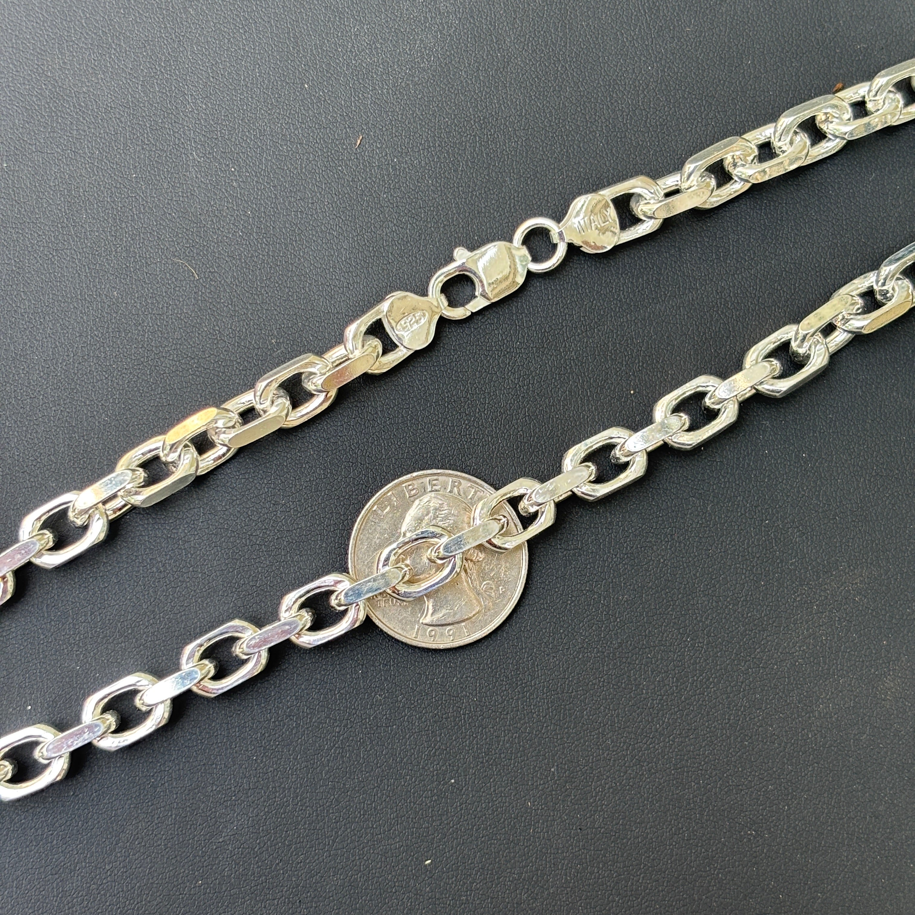 925 Sterling Silver 8mm Anchor Cable Chain Necklace