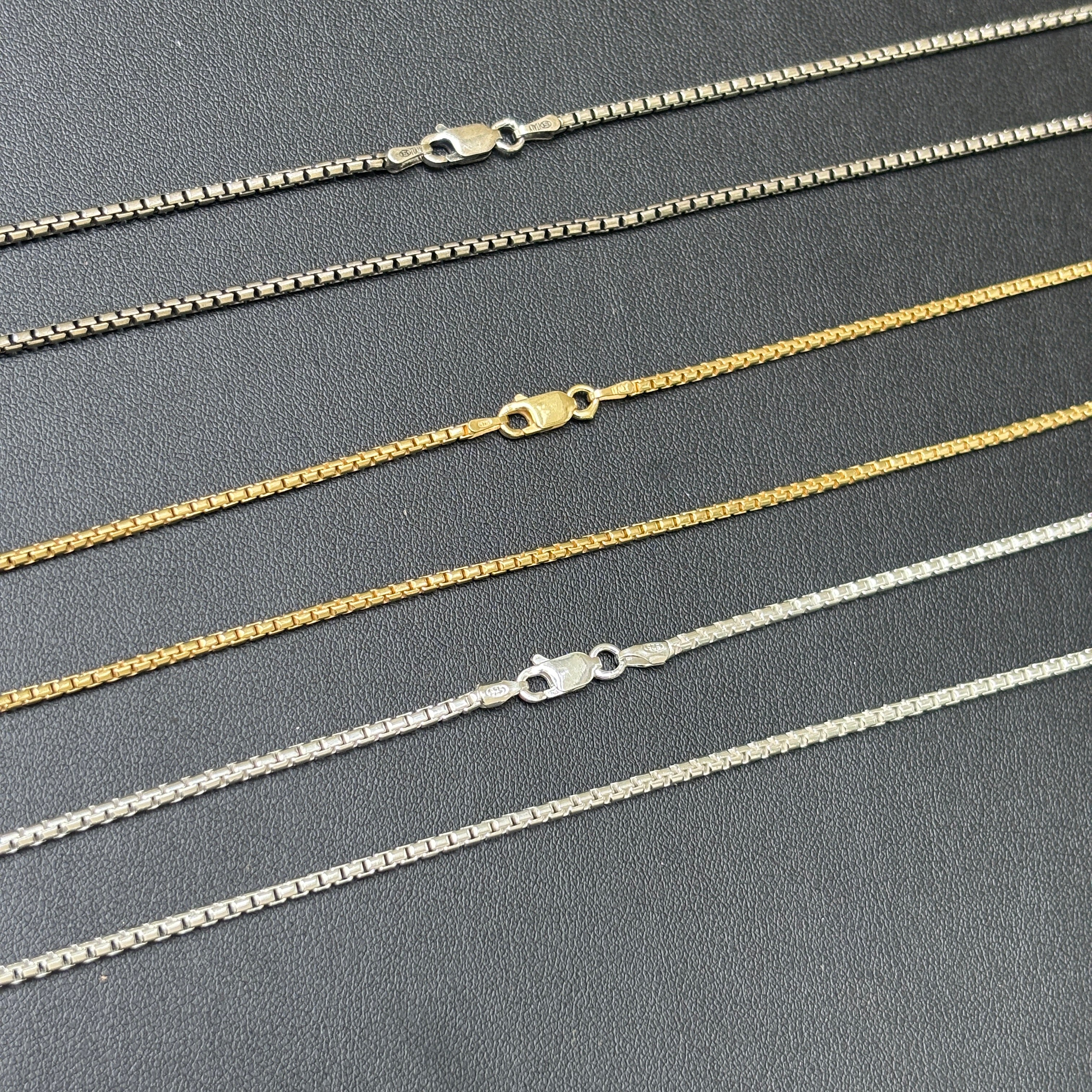 925 Sterling Silver 2mm Rounded Box Chain Necklace
