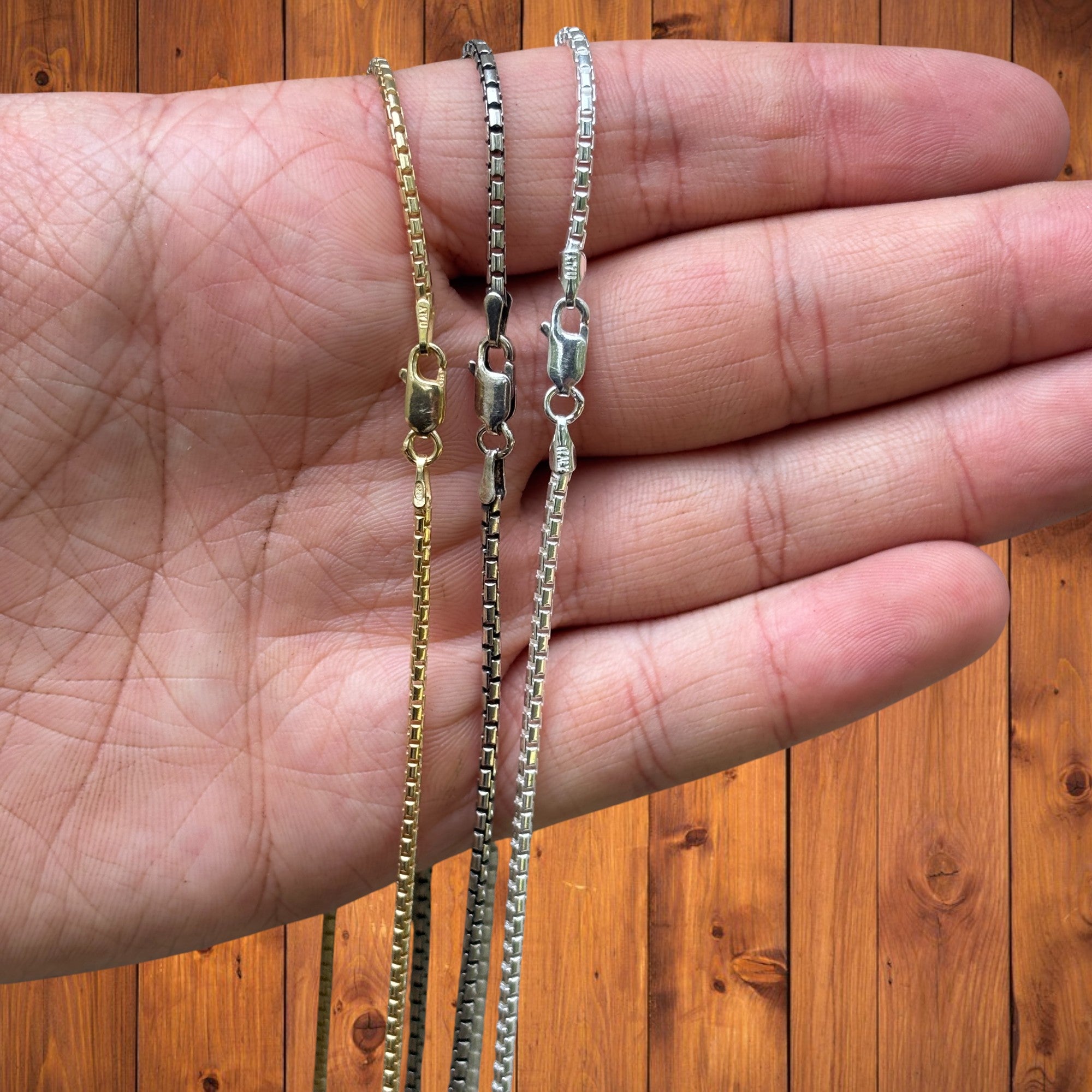 925 Sterling Silver 2mm Rounded Box Chain Necklace