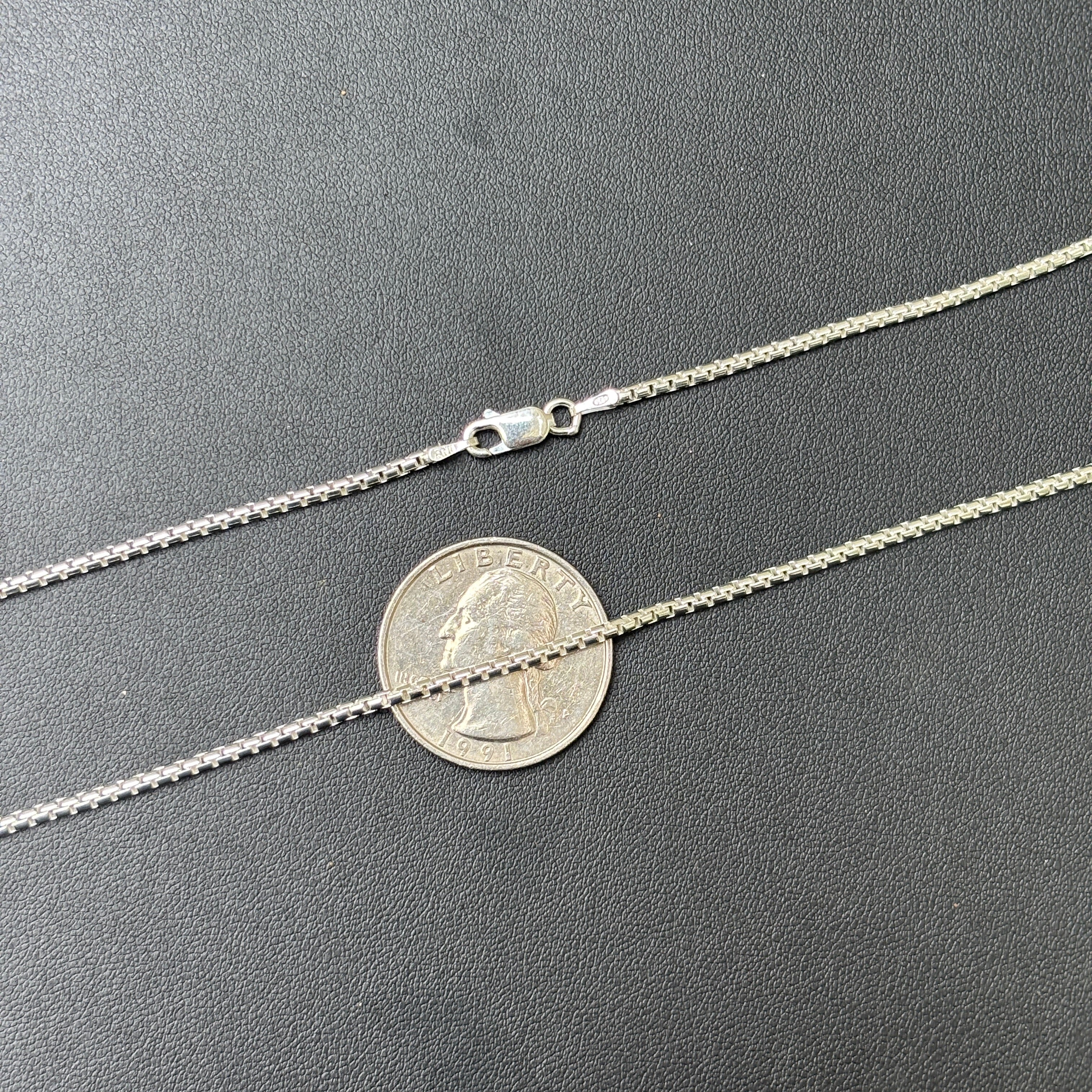 925 Sterling Silver 1.8mm Rounded Box Chain Necklace