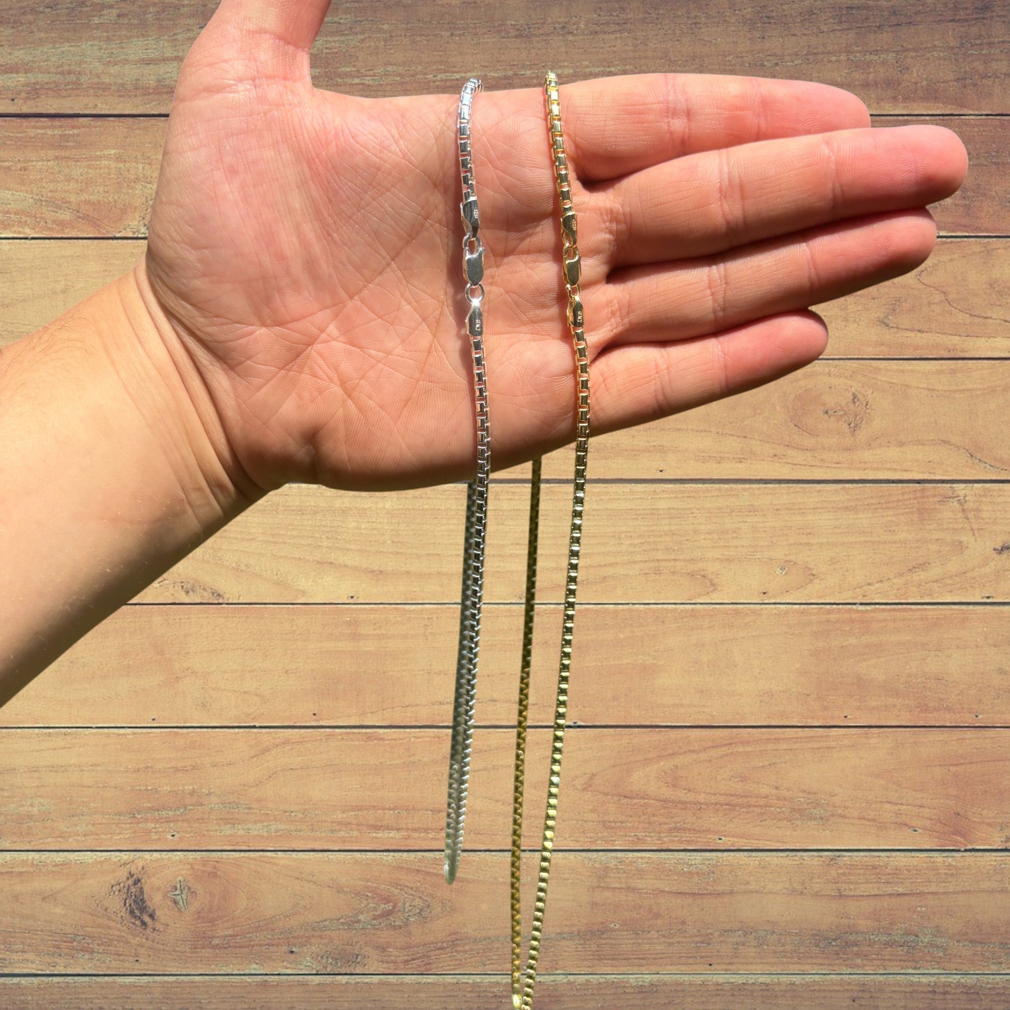 925 Sterling Silver 3mm Rounded Box Chain Necklace