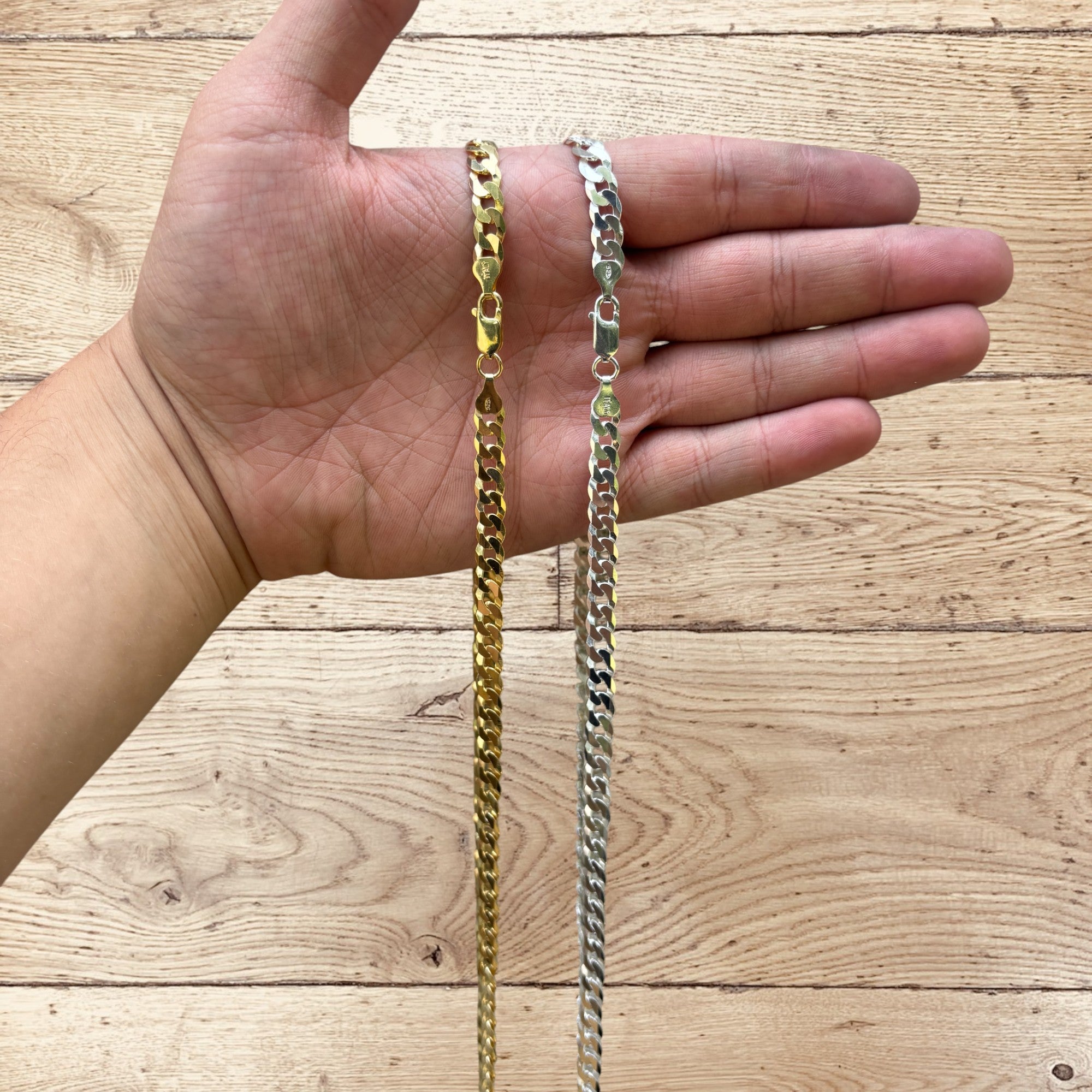 925 Sterling Silver 7mm Flat Curb Cuban Chain Necklace