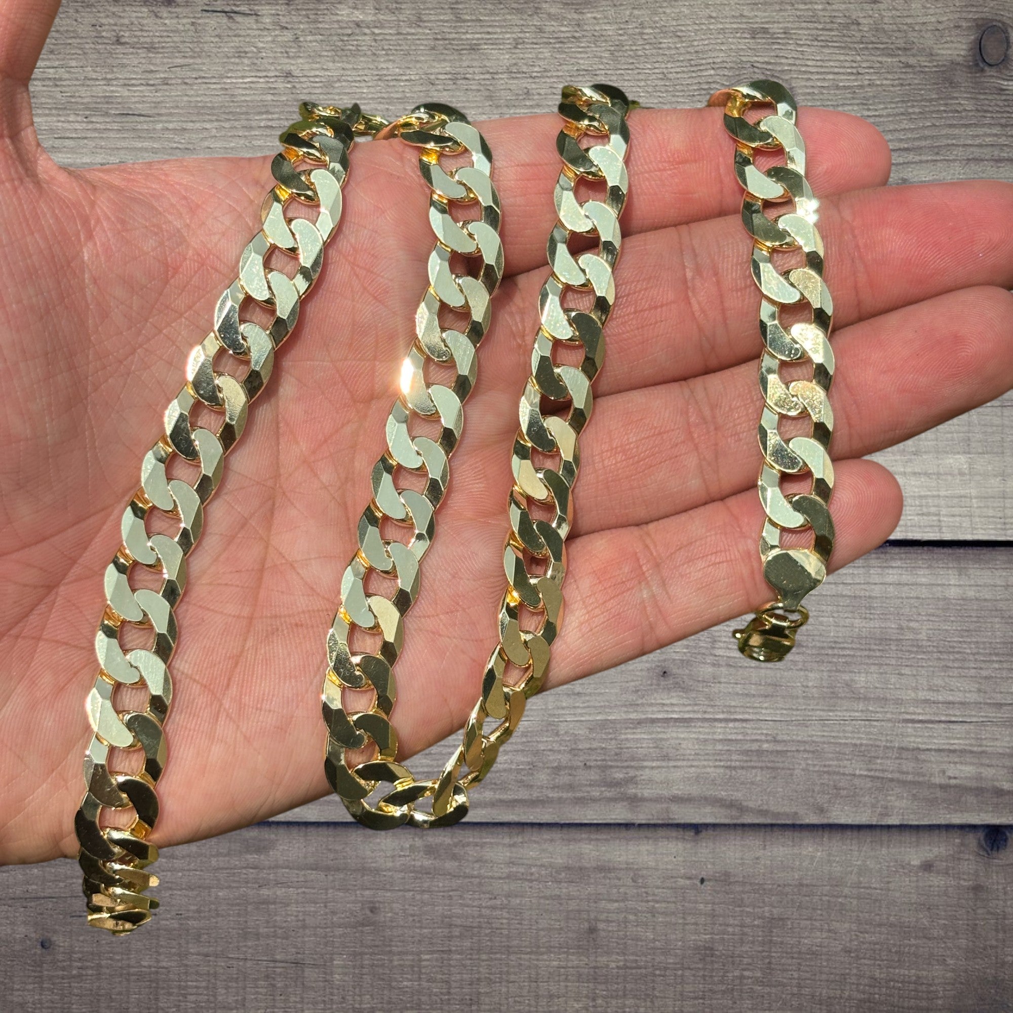 925 Sterling Silver 10.5mm Flat Curb Cuban Chain Necklace