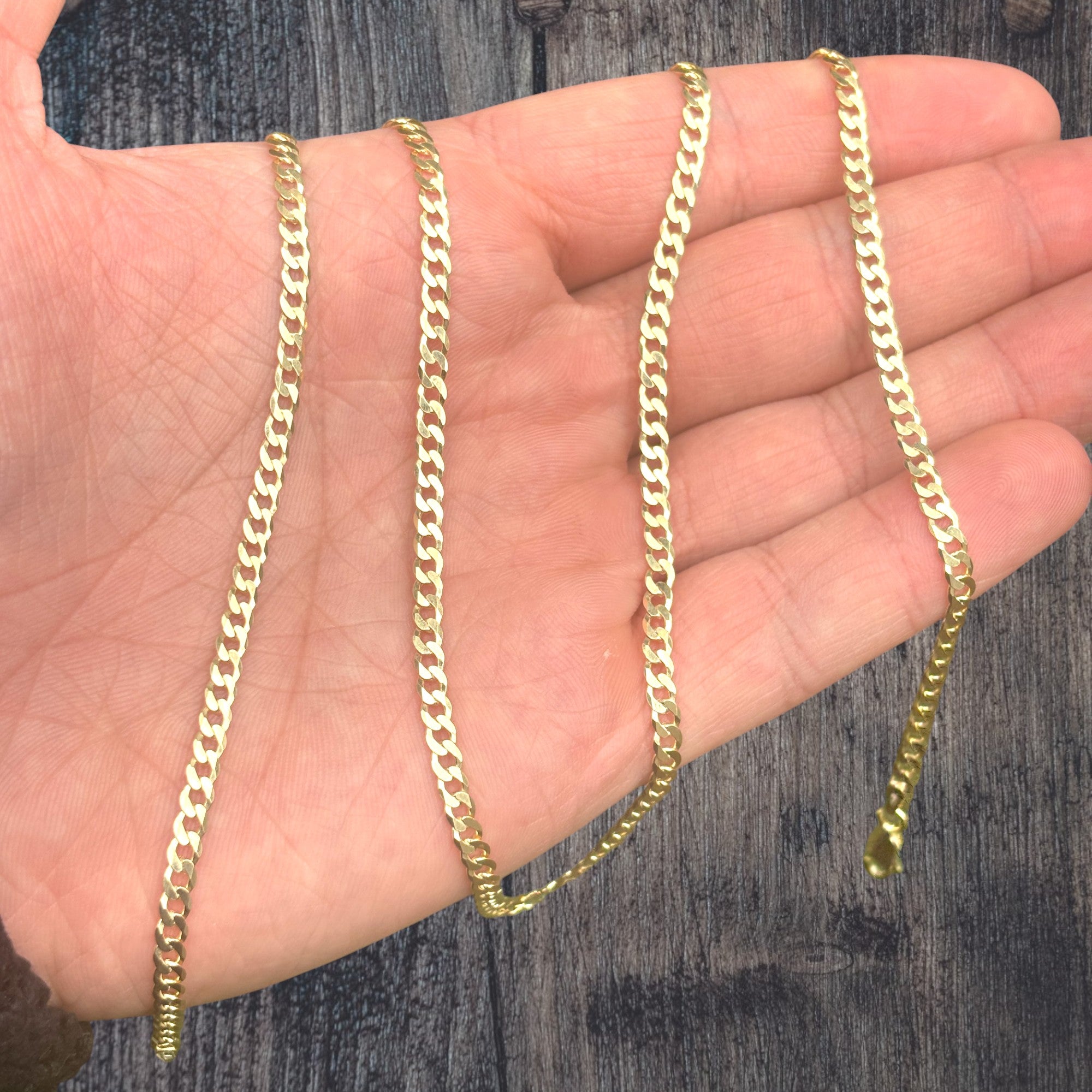 925 Sterling Silver 3mm Flat Curb Cuban Chain Necklace