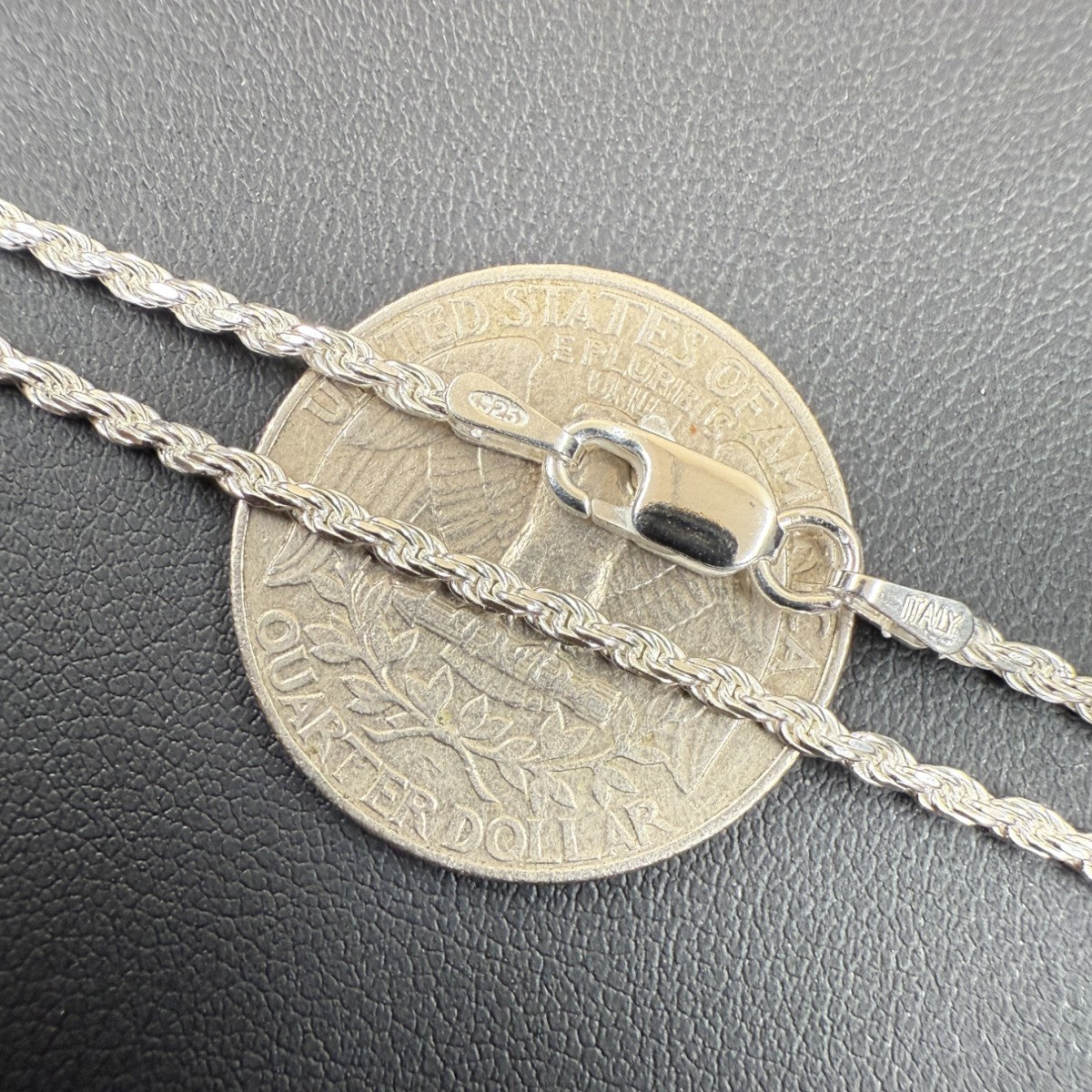 925 Sterling Silver 1.8mm Diamond Cut Rope Chain Necklace