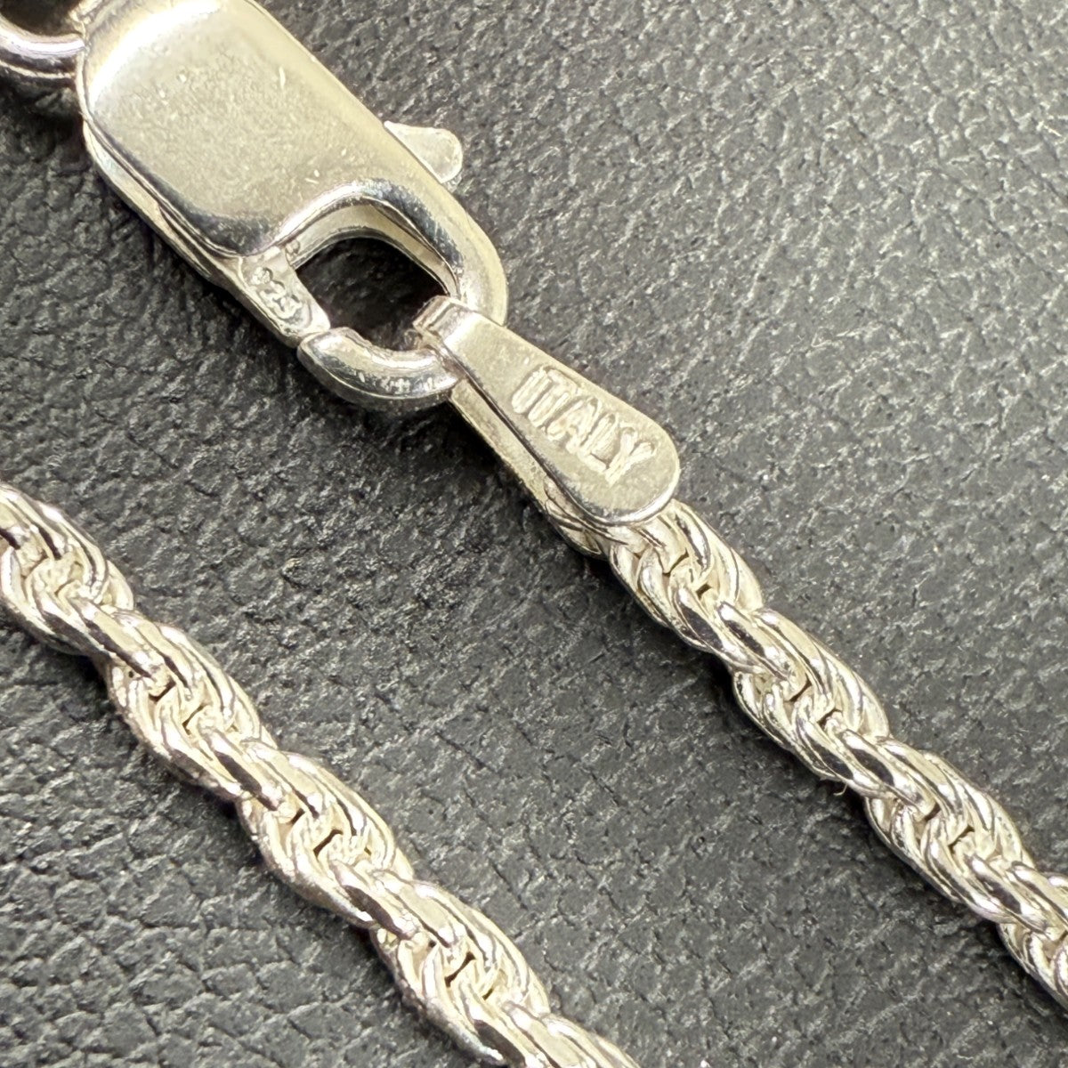 925 Sterling Silver 1.8mm Diamond Cut Rope Chain Necklace