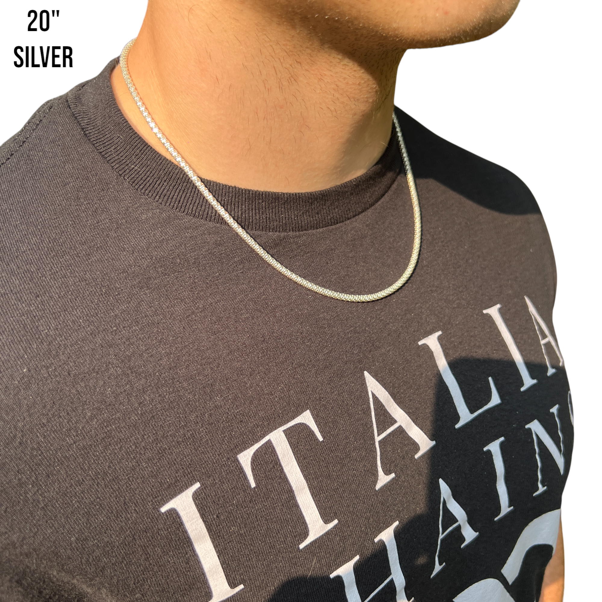 925 Sterling Silver 3mm Rock Chain Necklace