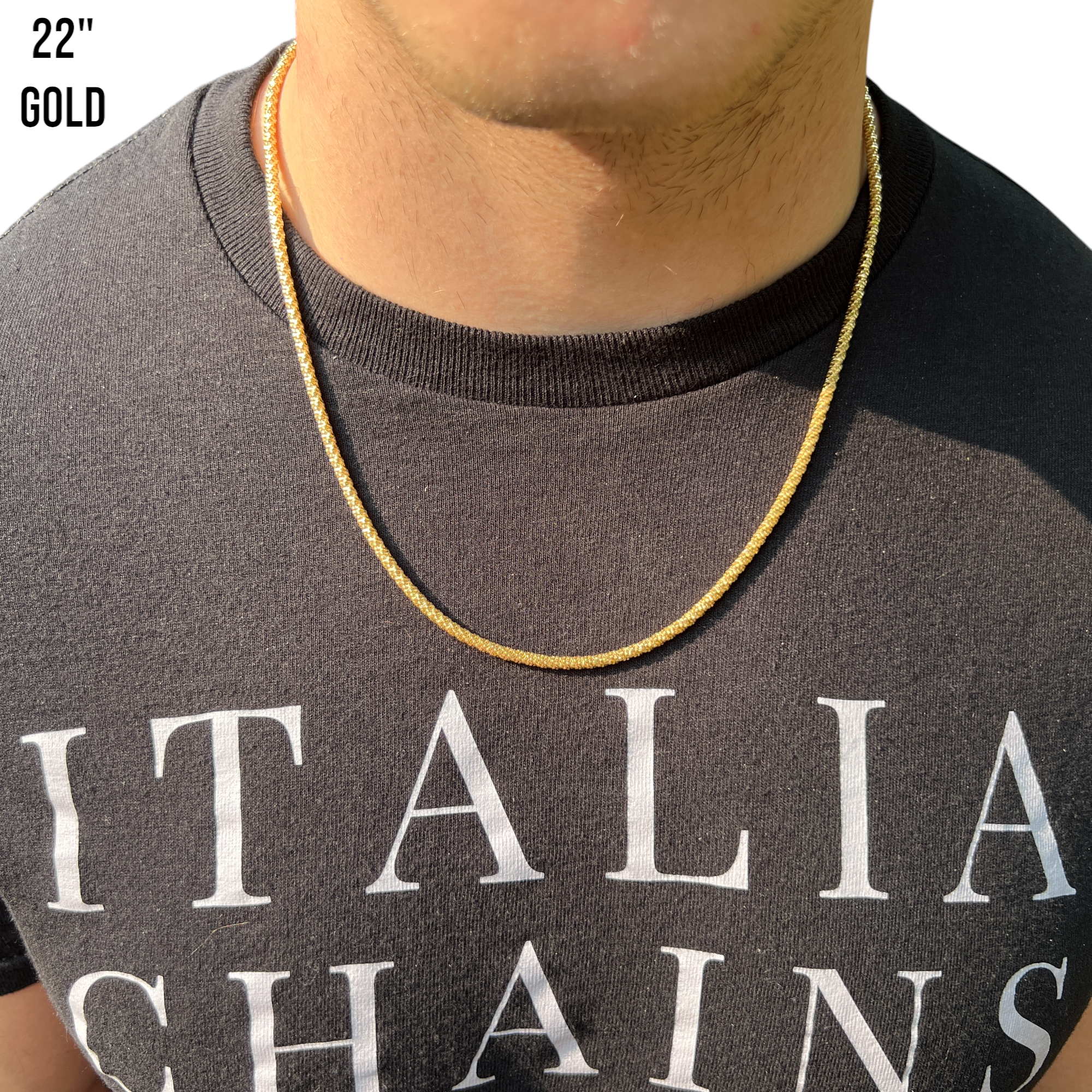 925 Sterling Silver 3mm Rock Chain Necklace