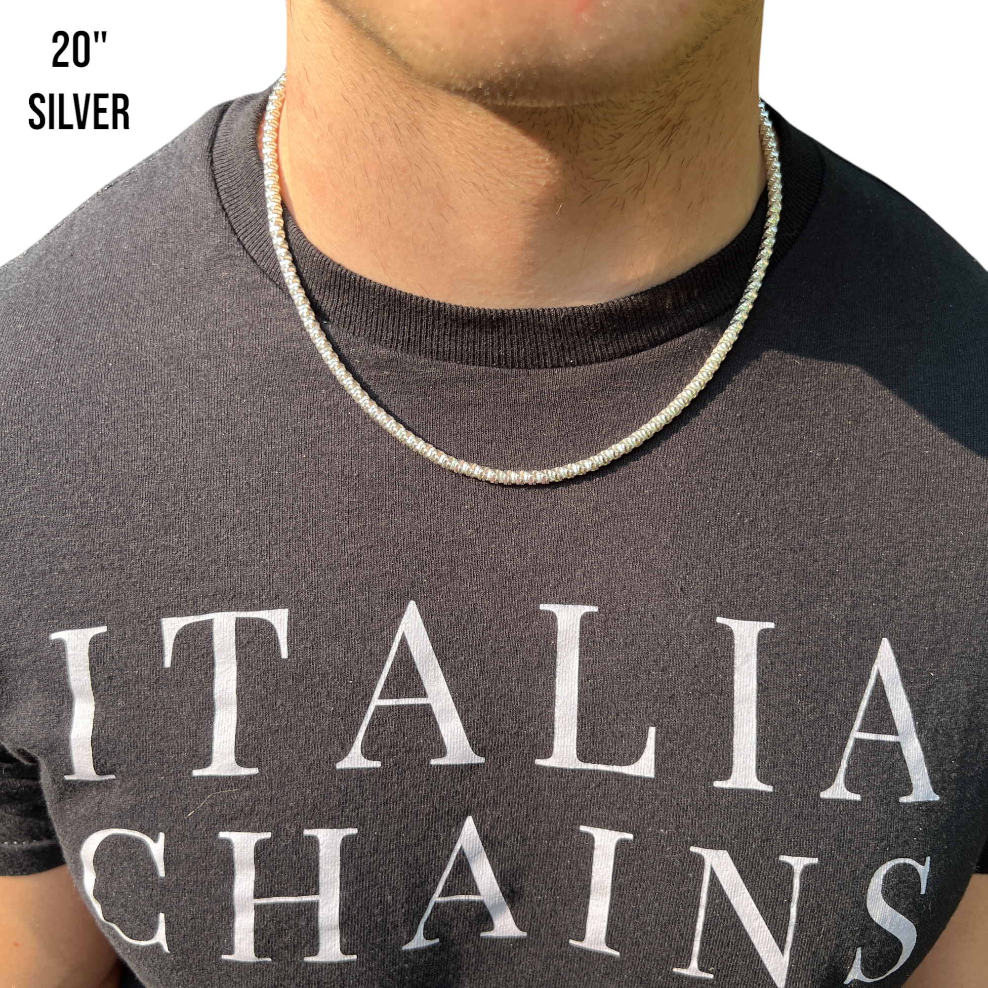 925 Sterling Silver 4mm Rock Chain Necklace