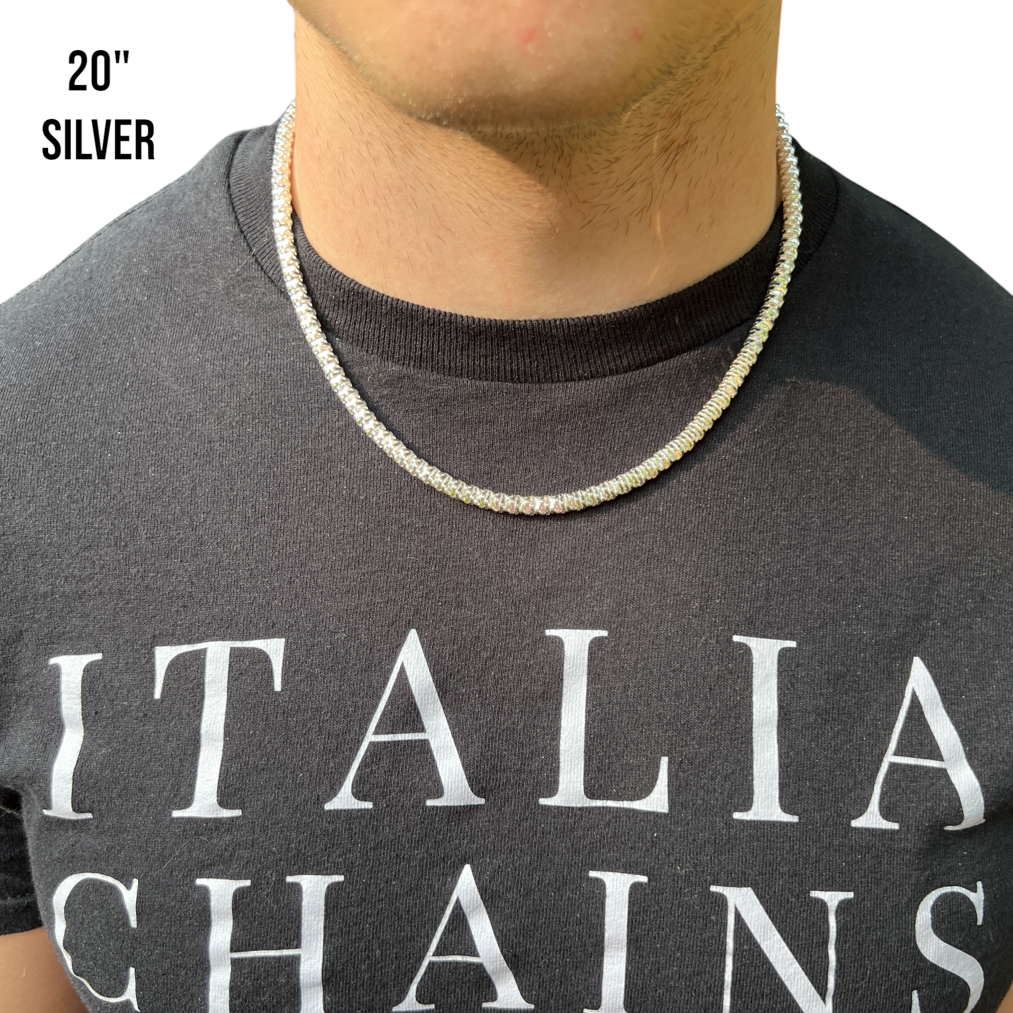 925 Sterling Silver 5mm Rock Chain Necklace