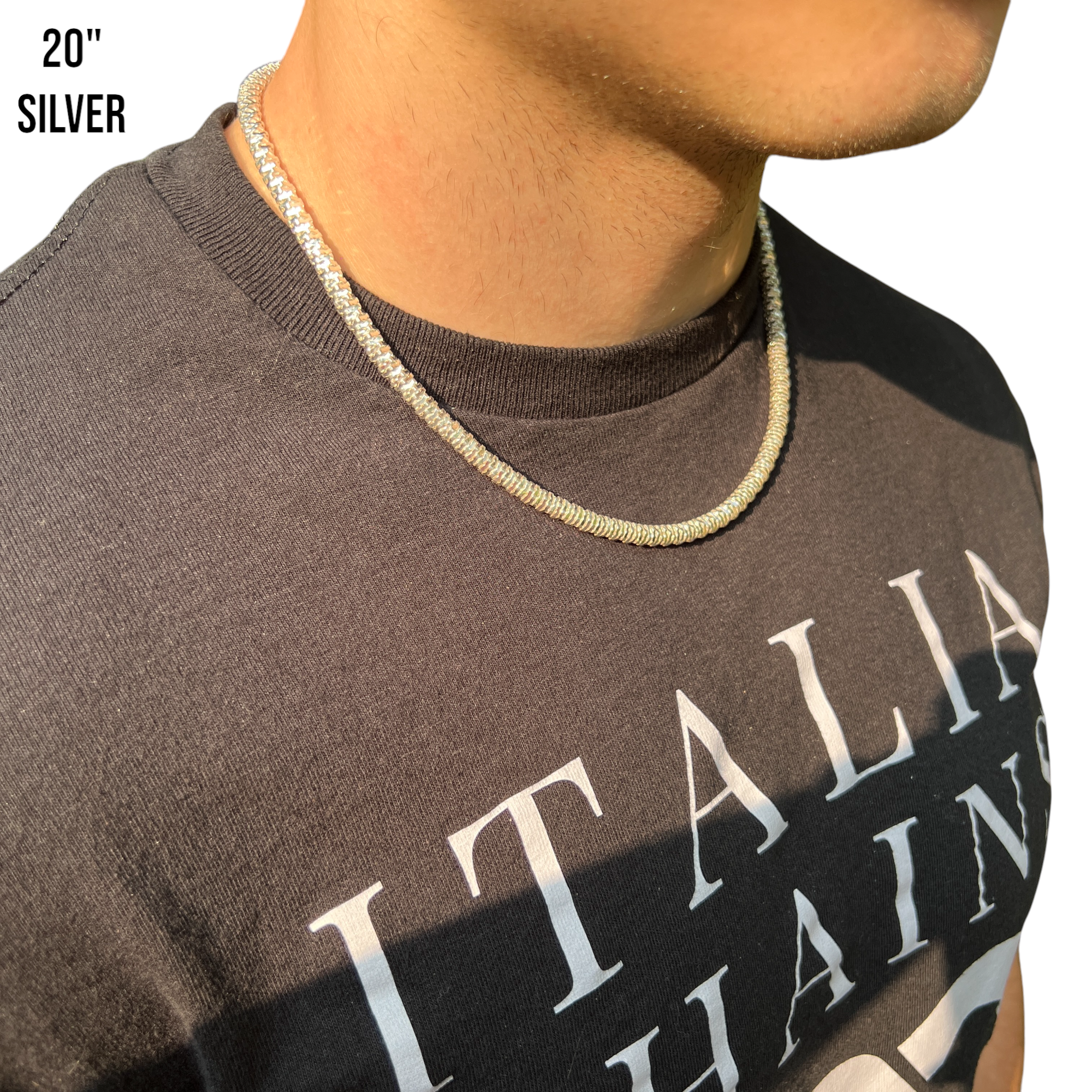 925 Sterling Silver 5mm Rock Chain Necklace