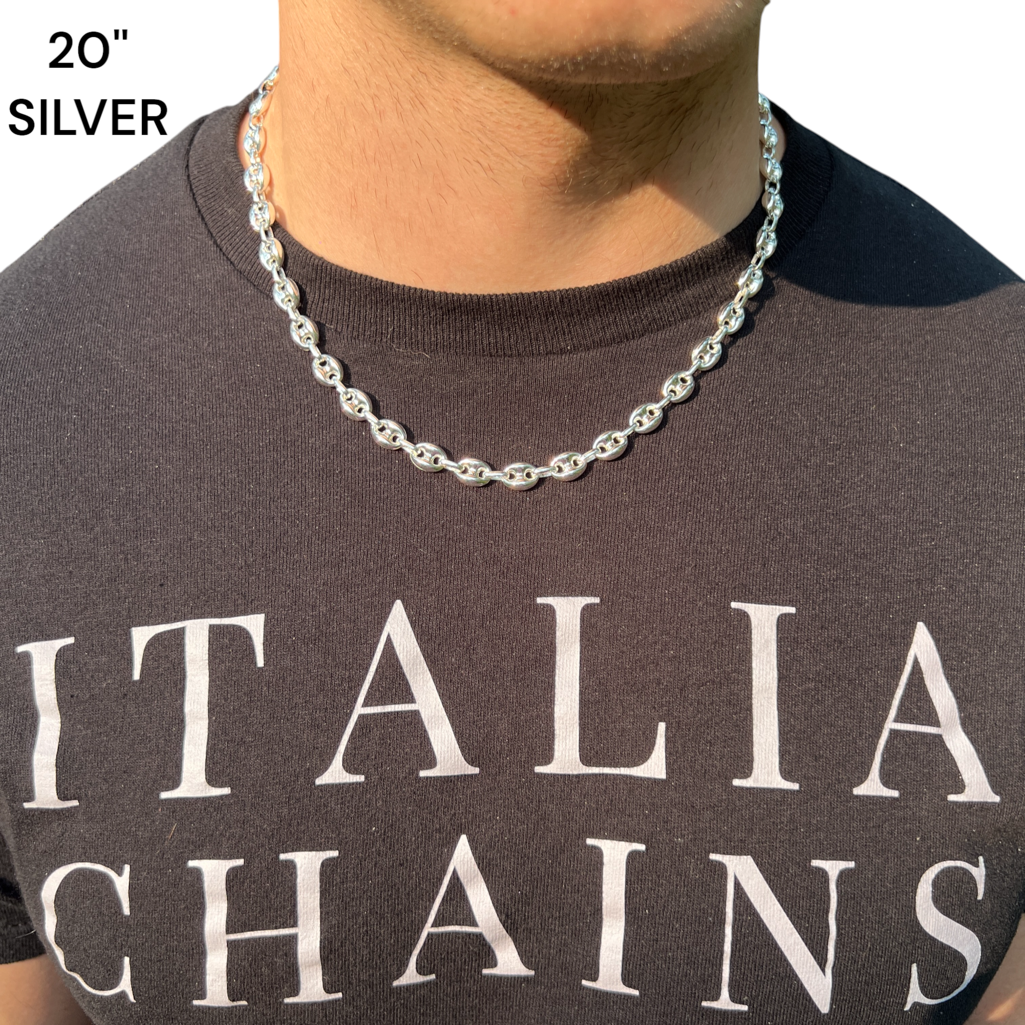 925 Sterling Silver 12mm Puffed Gucci Chain Necklace