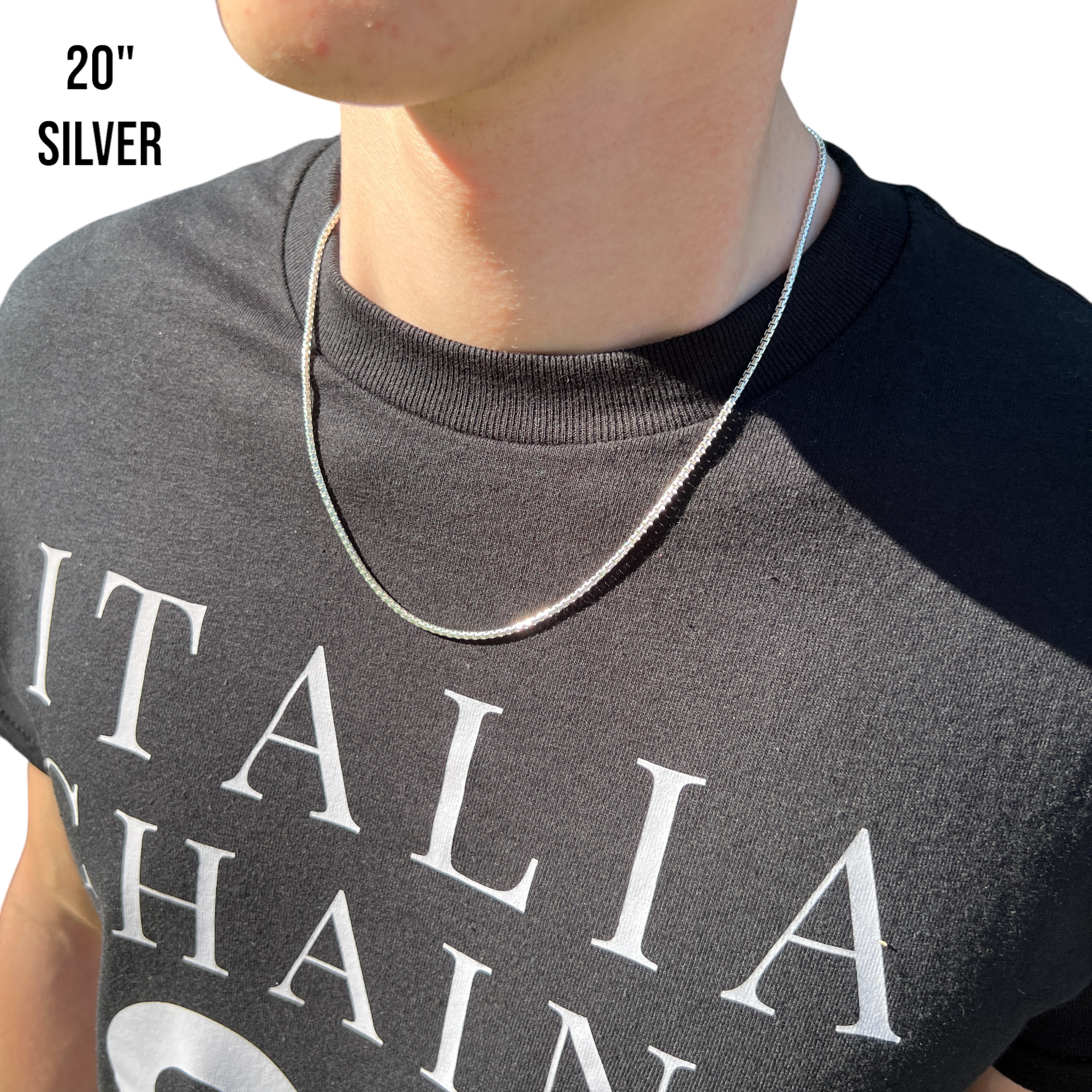 925 Sterling Silver 2mm Rounded Box Chain Necklace