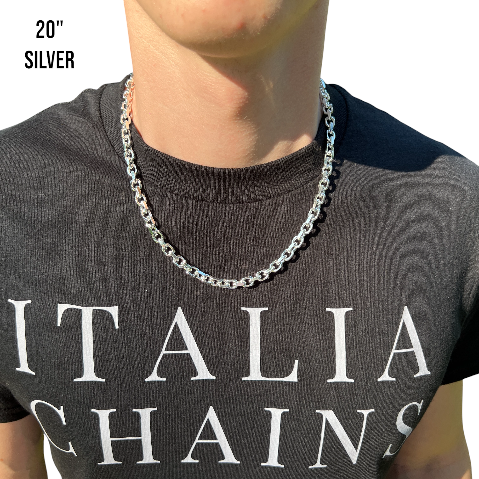 925 Sterling Silver 6mm Anchor Cable Chain Necklace