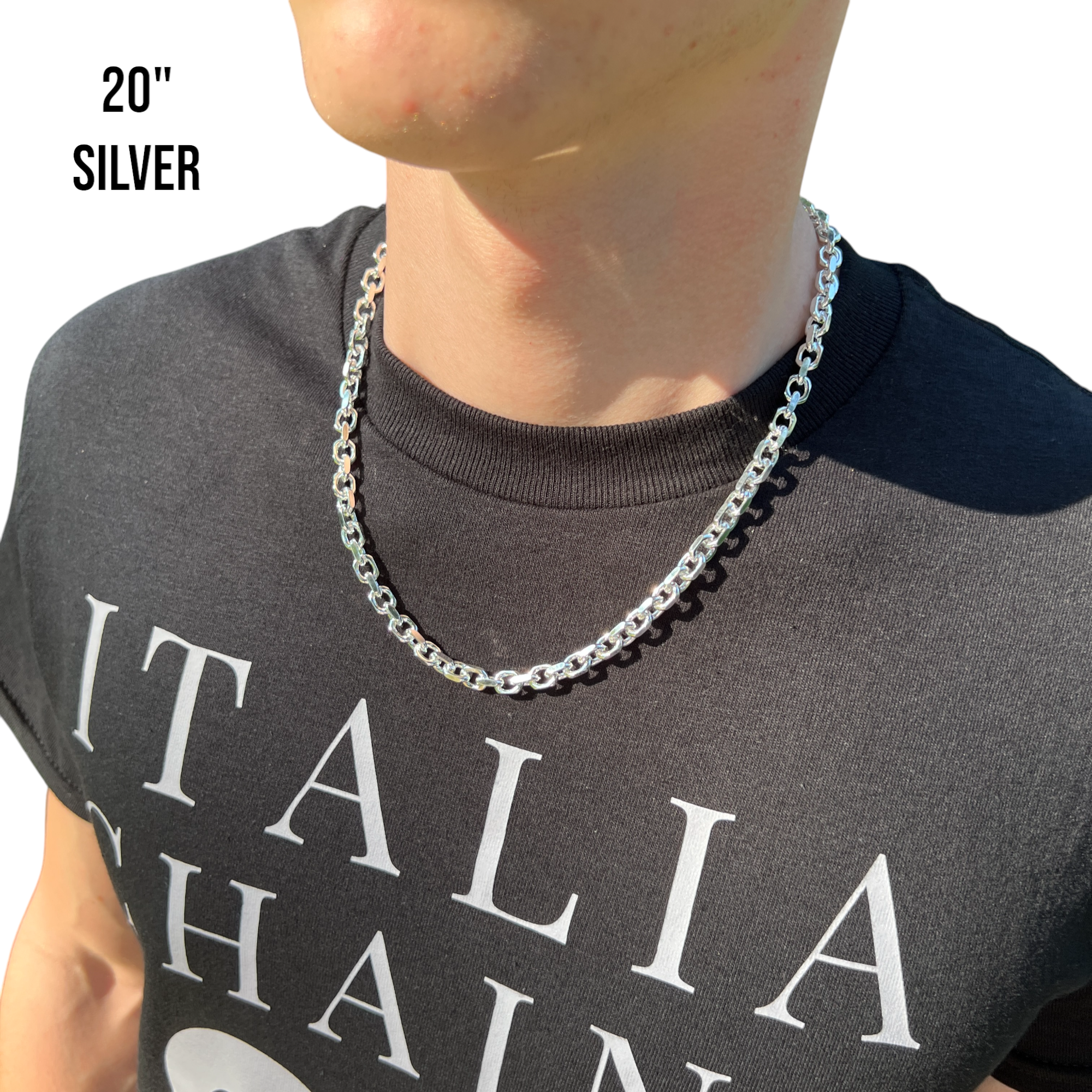 925 Sterling Silver 6mm Anchor Cable Chain Necklace