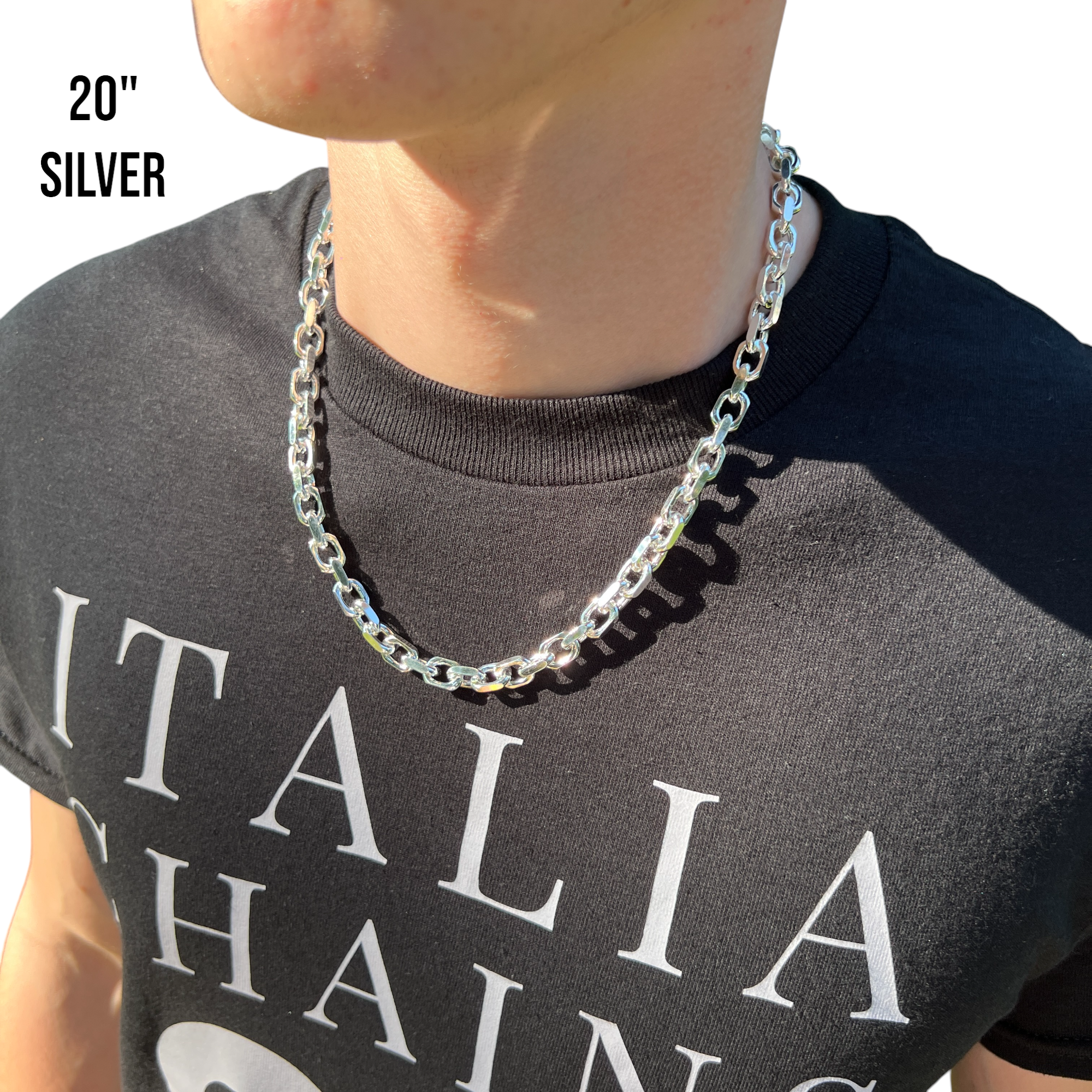 925 Sterling Silver 8mm Anchor Cable Chain Necklace