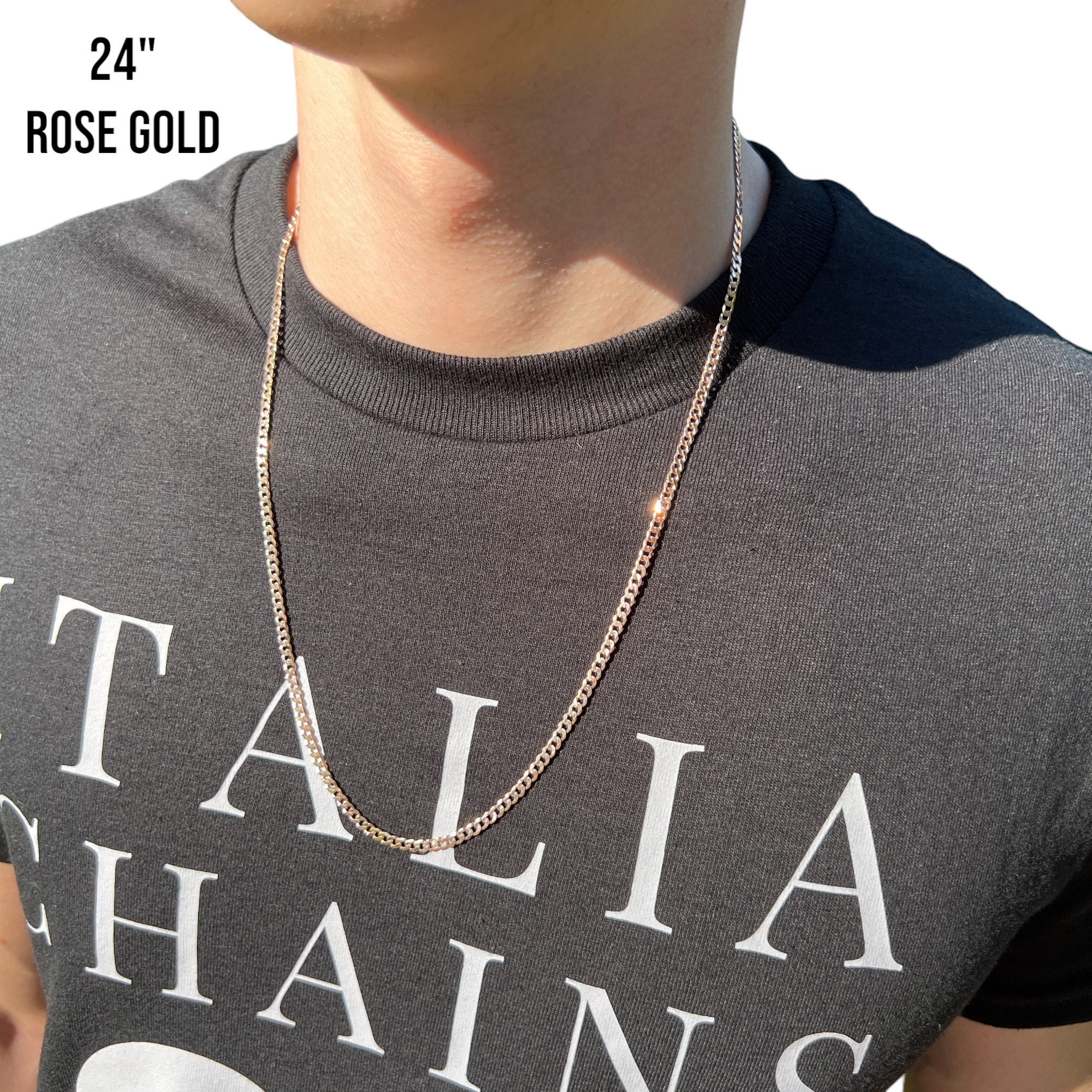 925 Sterling Silver 3mm Flat Curb Cuban Chain Necklace