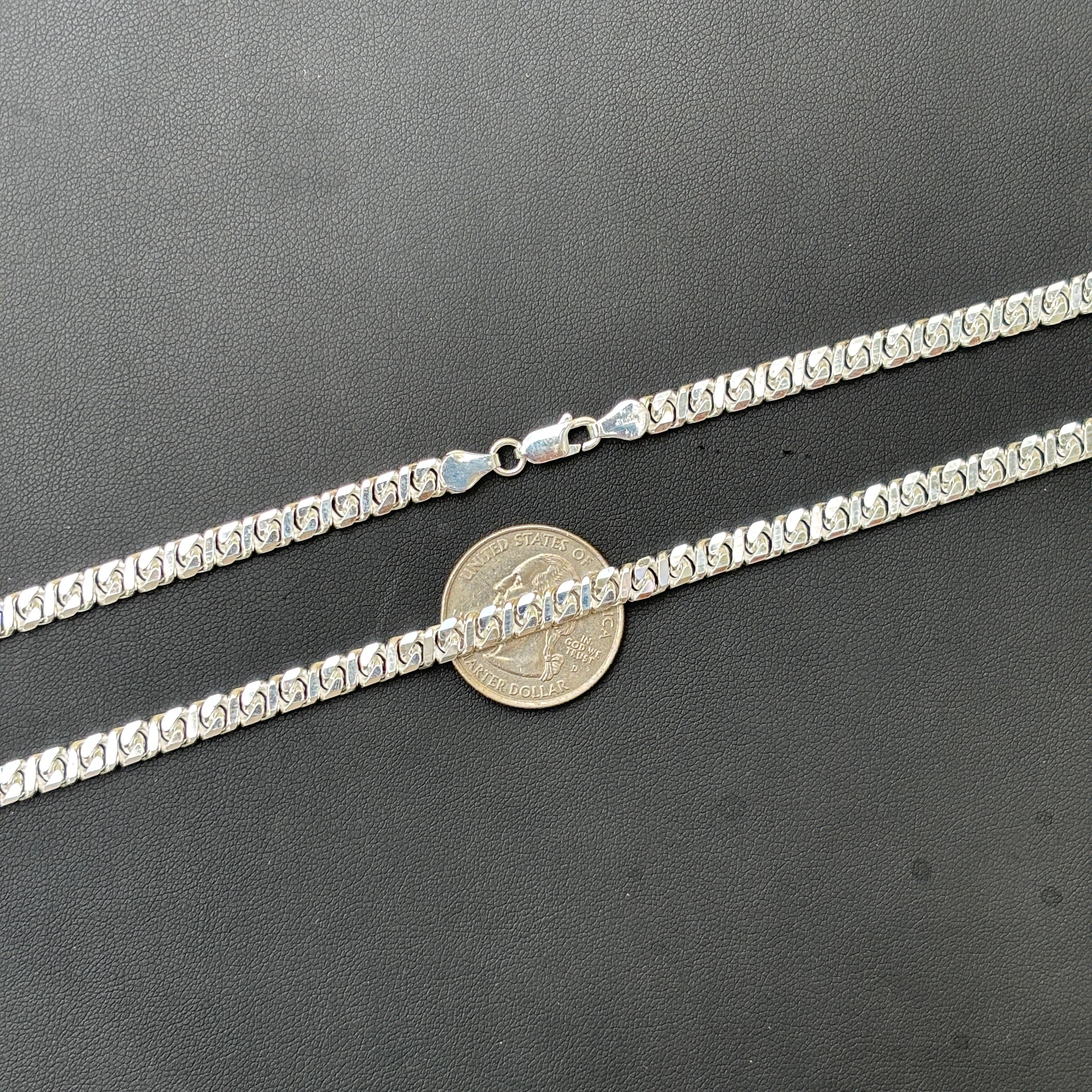 925 Sterling Silver 5mm Dollar Chain Necklace
