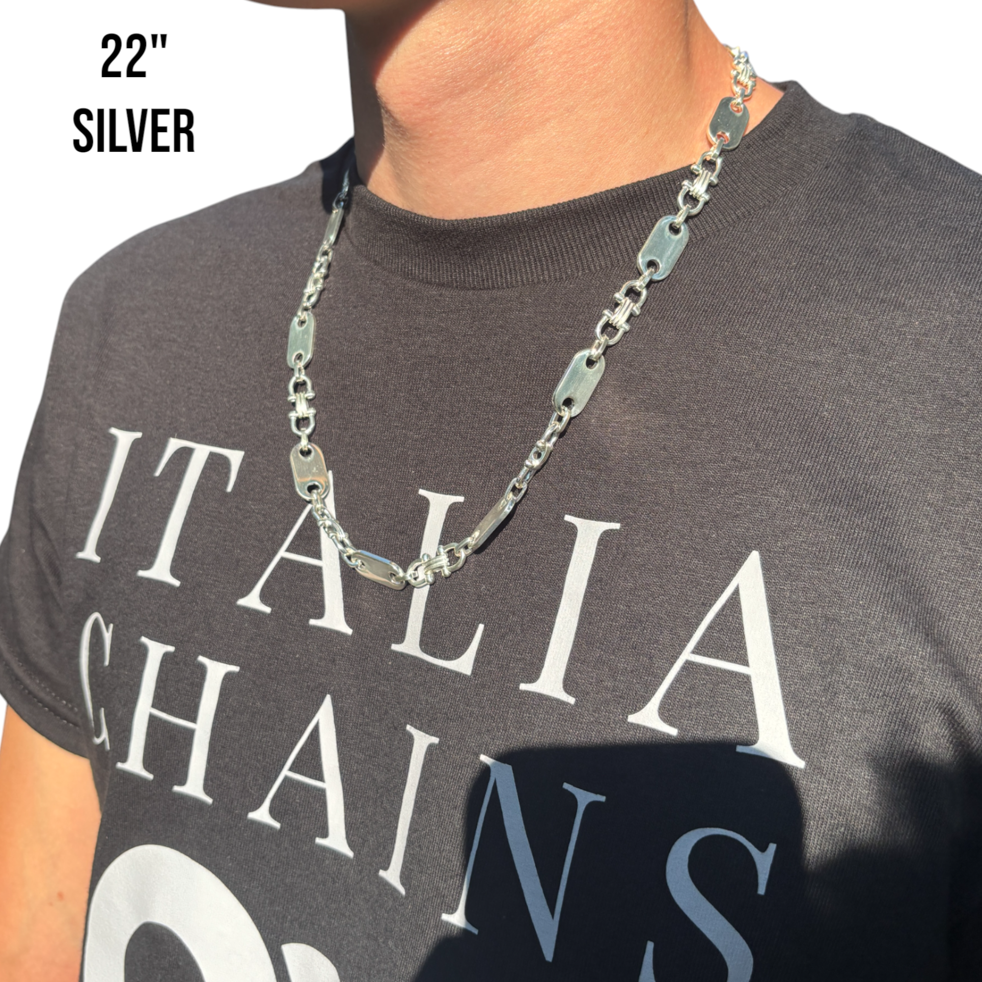 925 Sterling Silver 10mm Ferragamo Mariner Chain Necklace