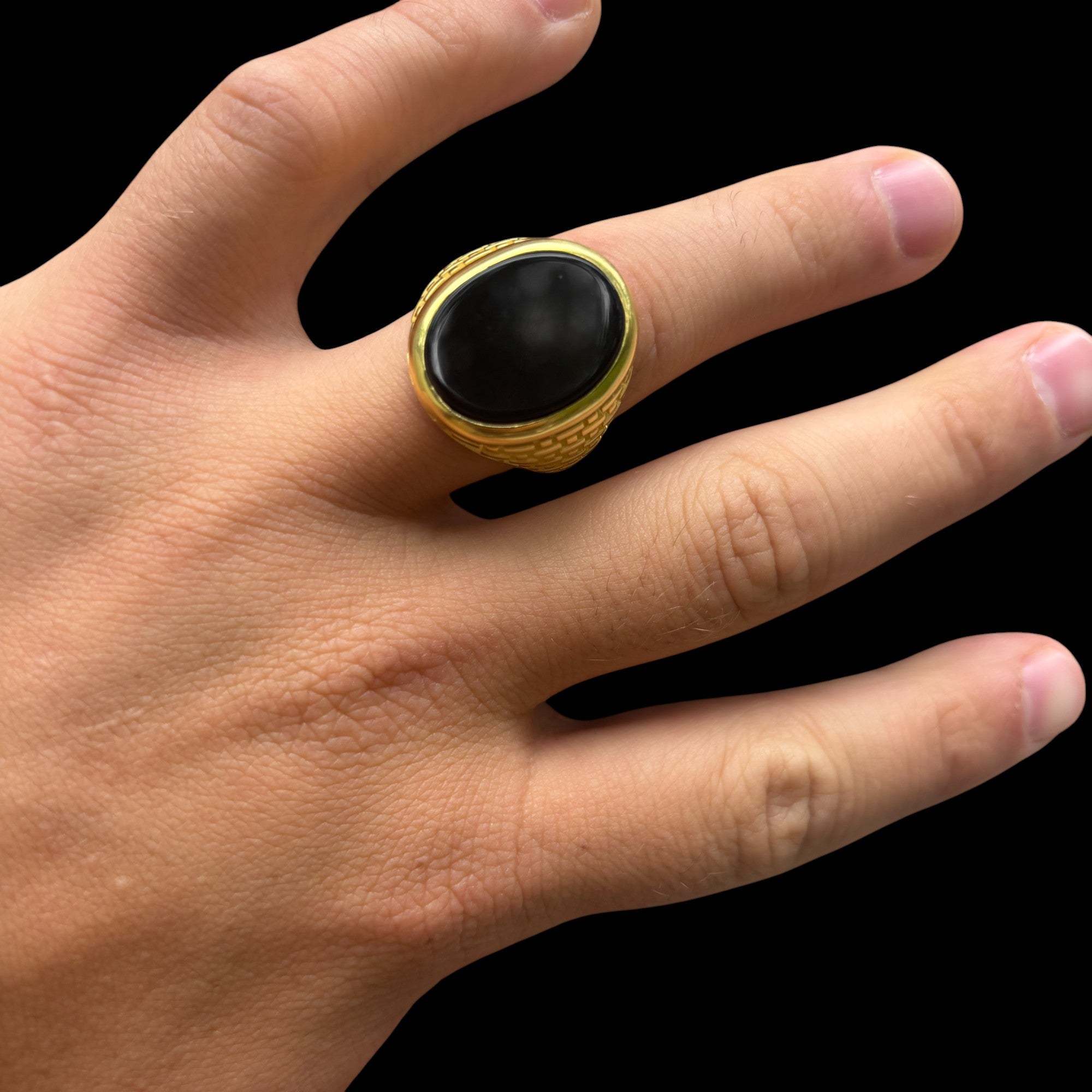 925 Sterling Silver Classic Black Onyx Gemstone Ring