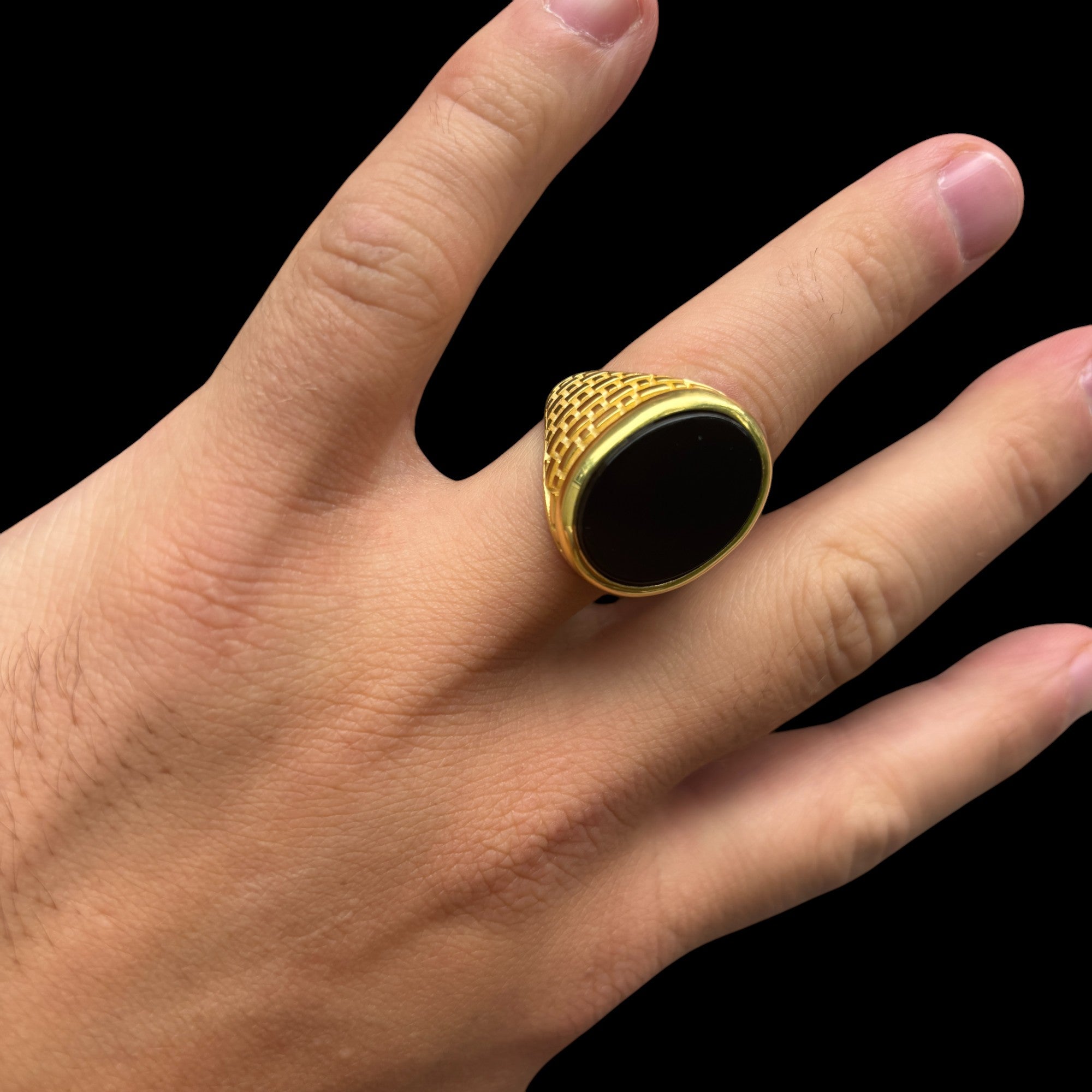 925 Sterling Silver Classic Black Onyx Gemstone Ring