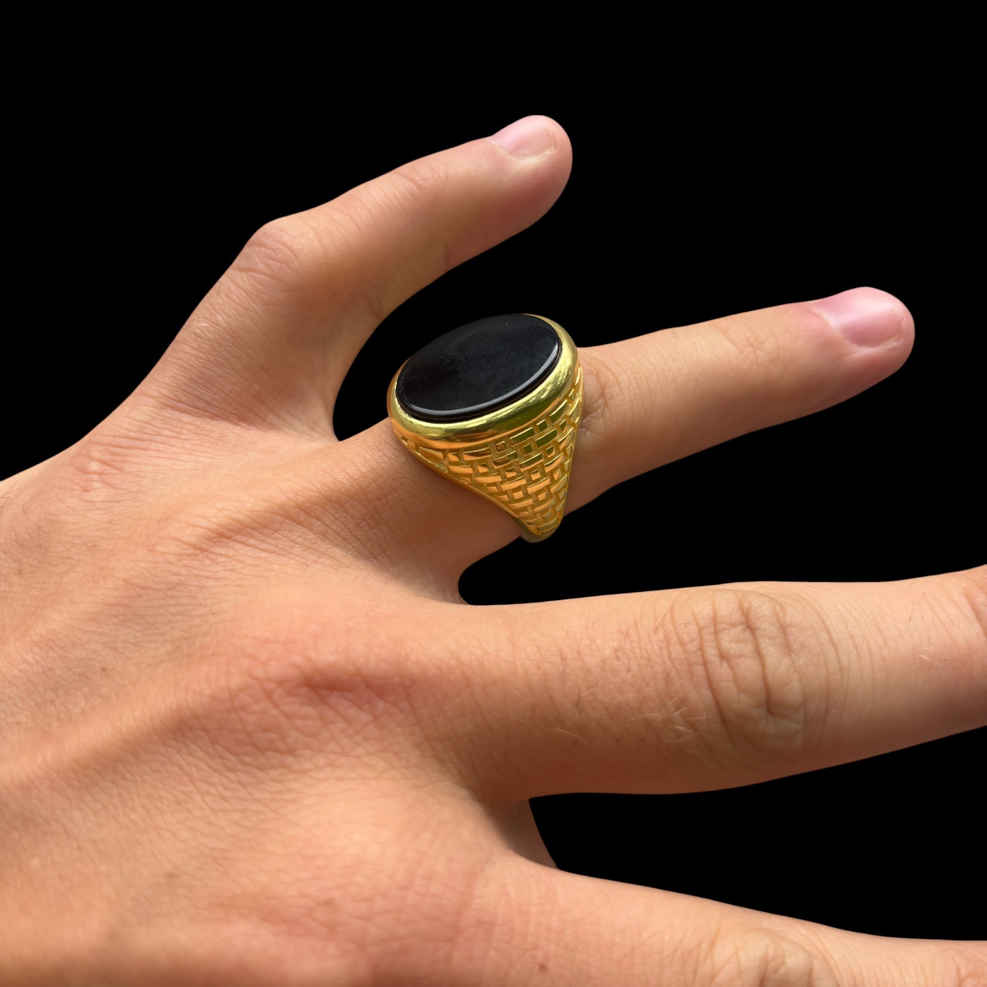 925 Sterling Silver Classic Black Onyx Gemstone Ring