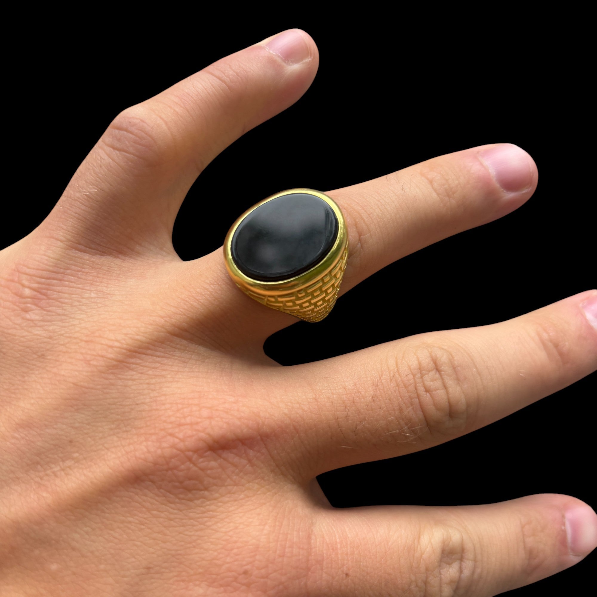 925 Sterling Silver Classic Black Onyx Gemstone Ring