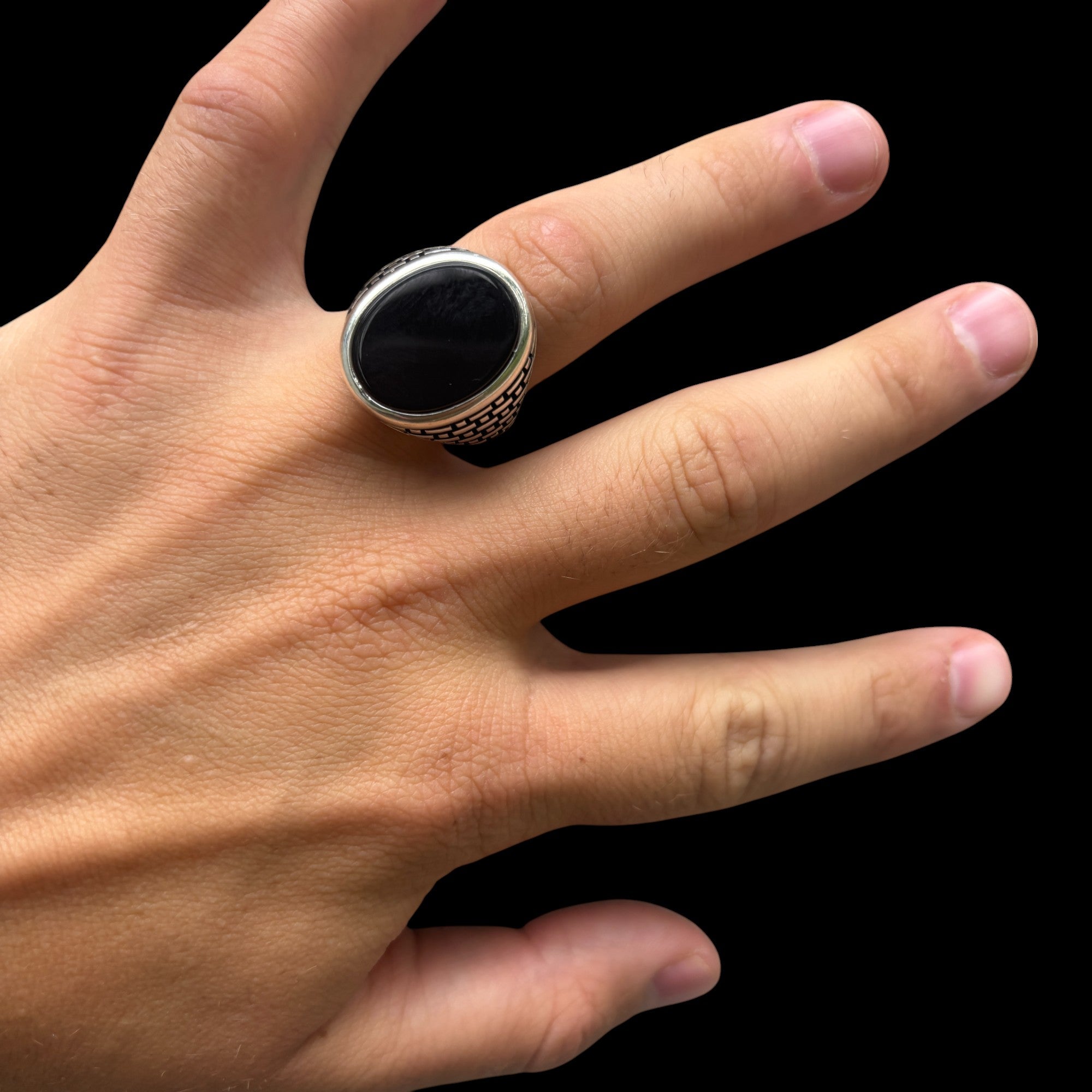 925 Sterling Silver Classic Black Onyx Gemstone Ring