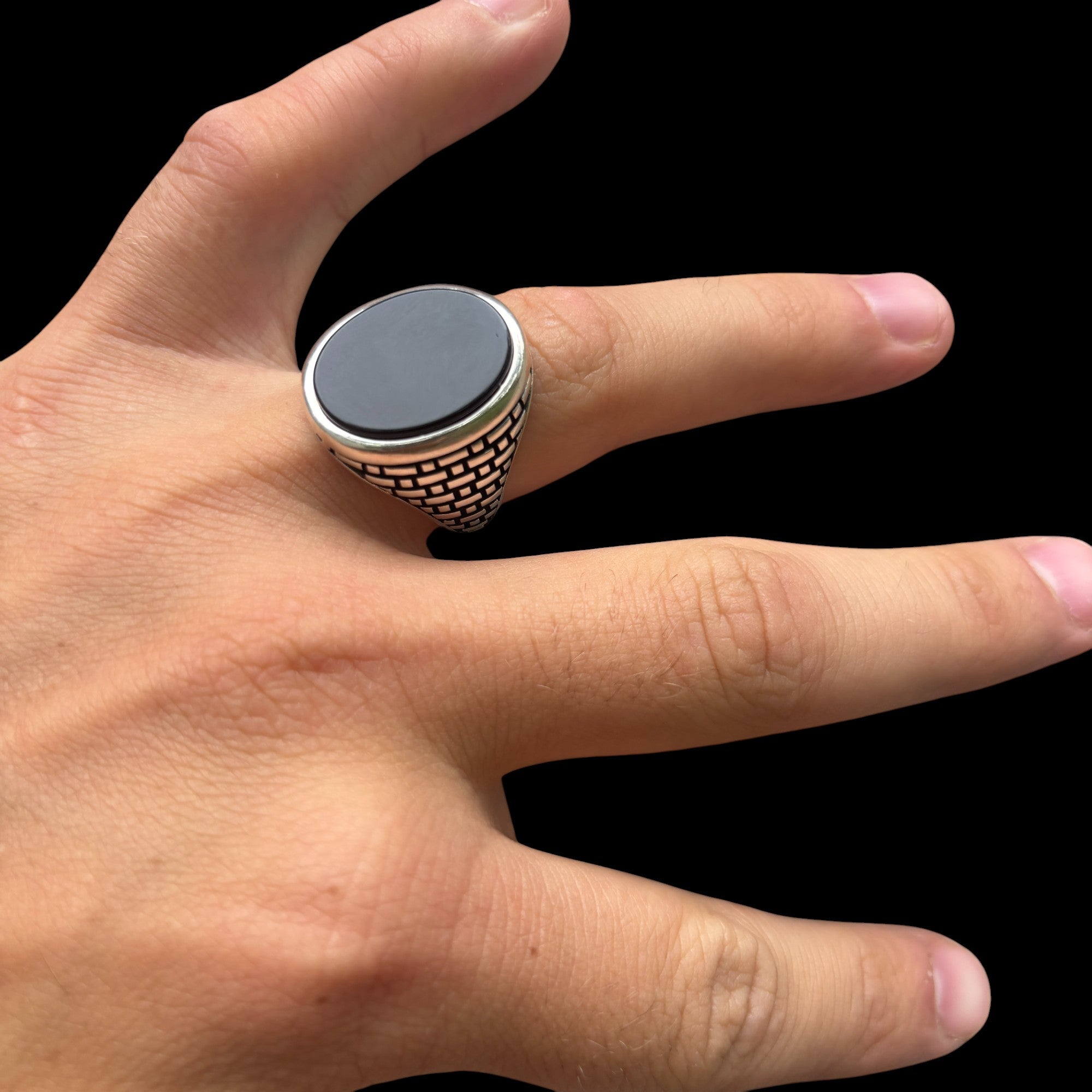 925 Sterling Silver Classic Black Onyx Gemstone Ring